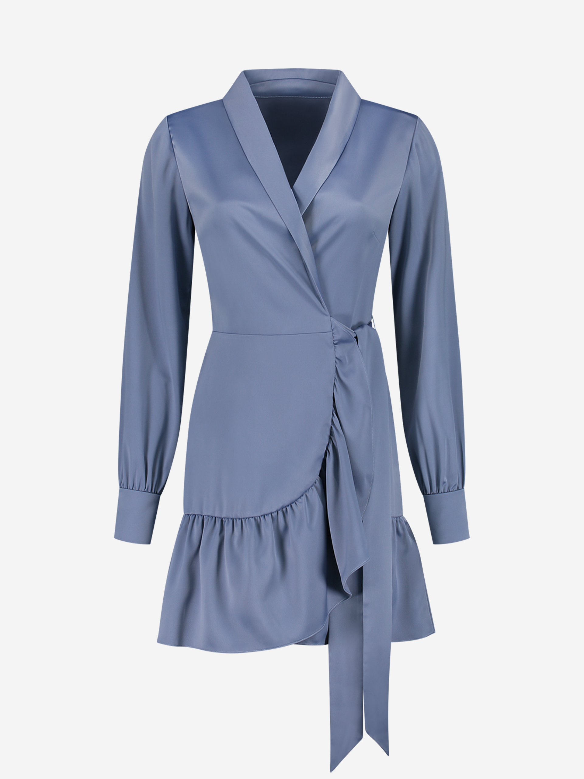 Satin look wrap dress with tie belt