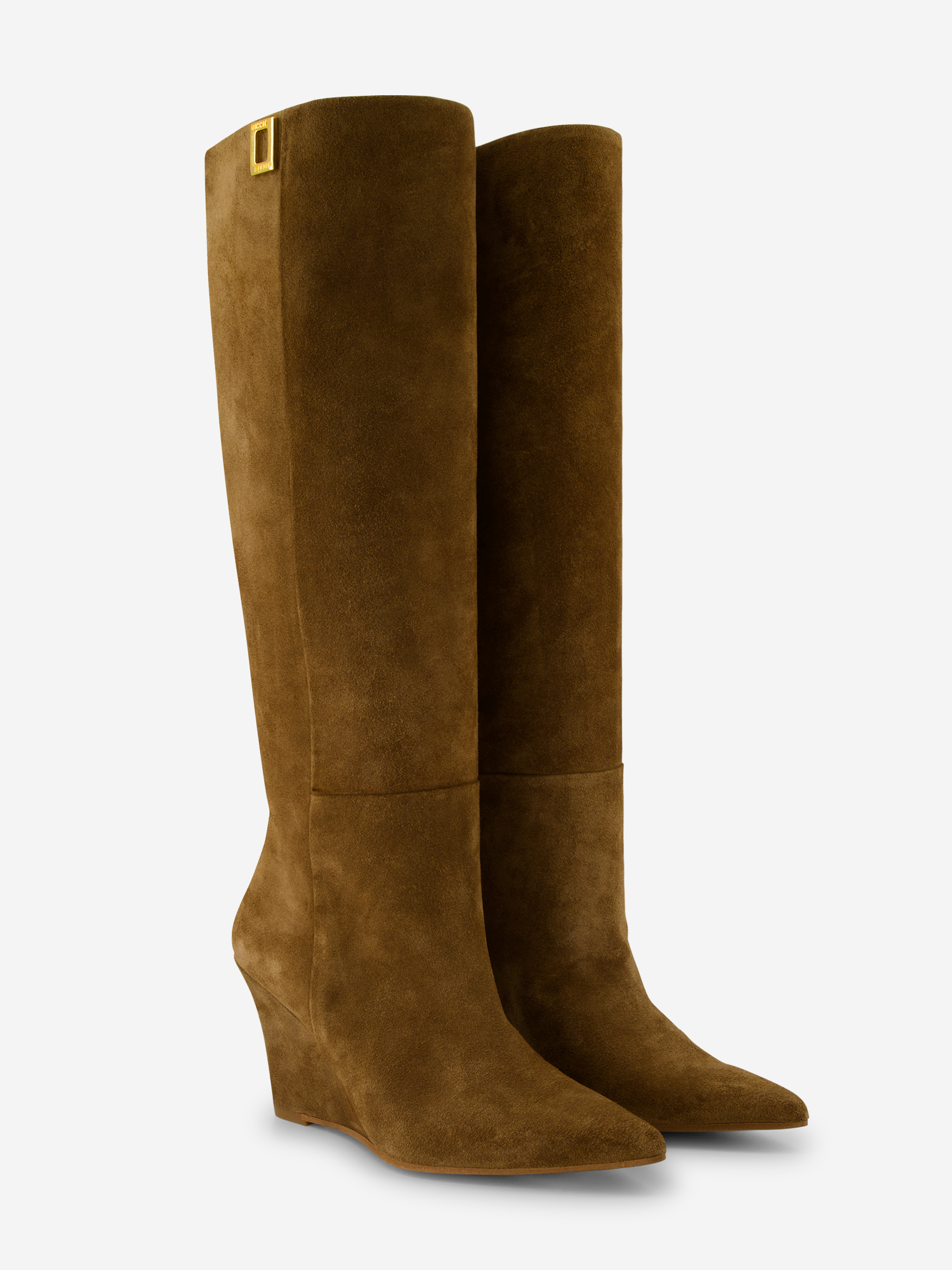 High suede boots with wedge heel