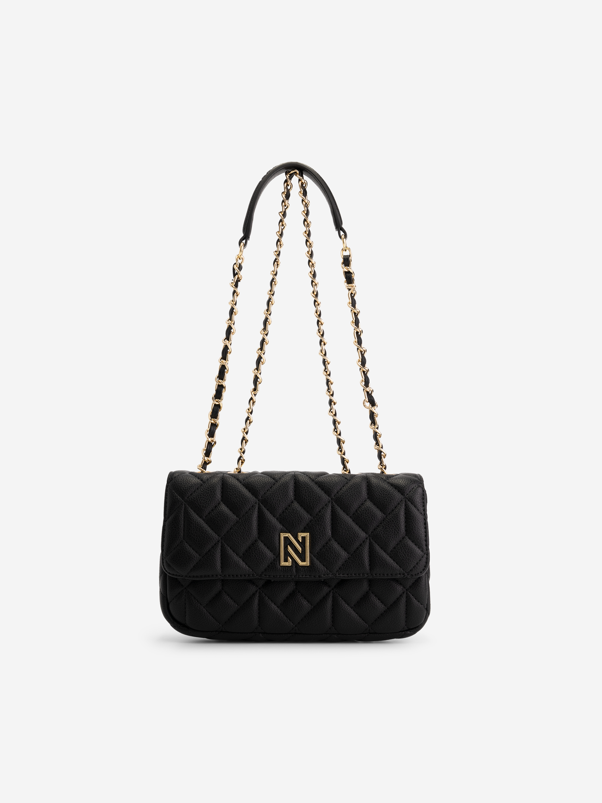 Quilted shoulder bag with chain