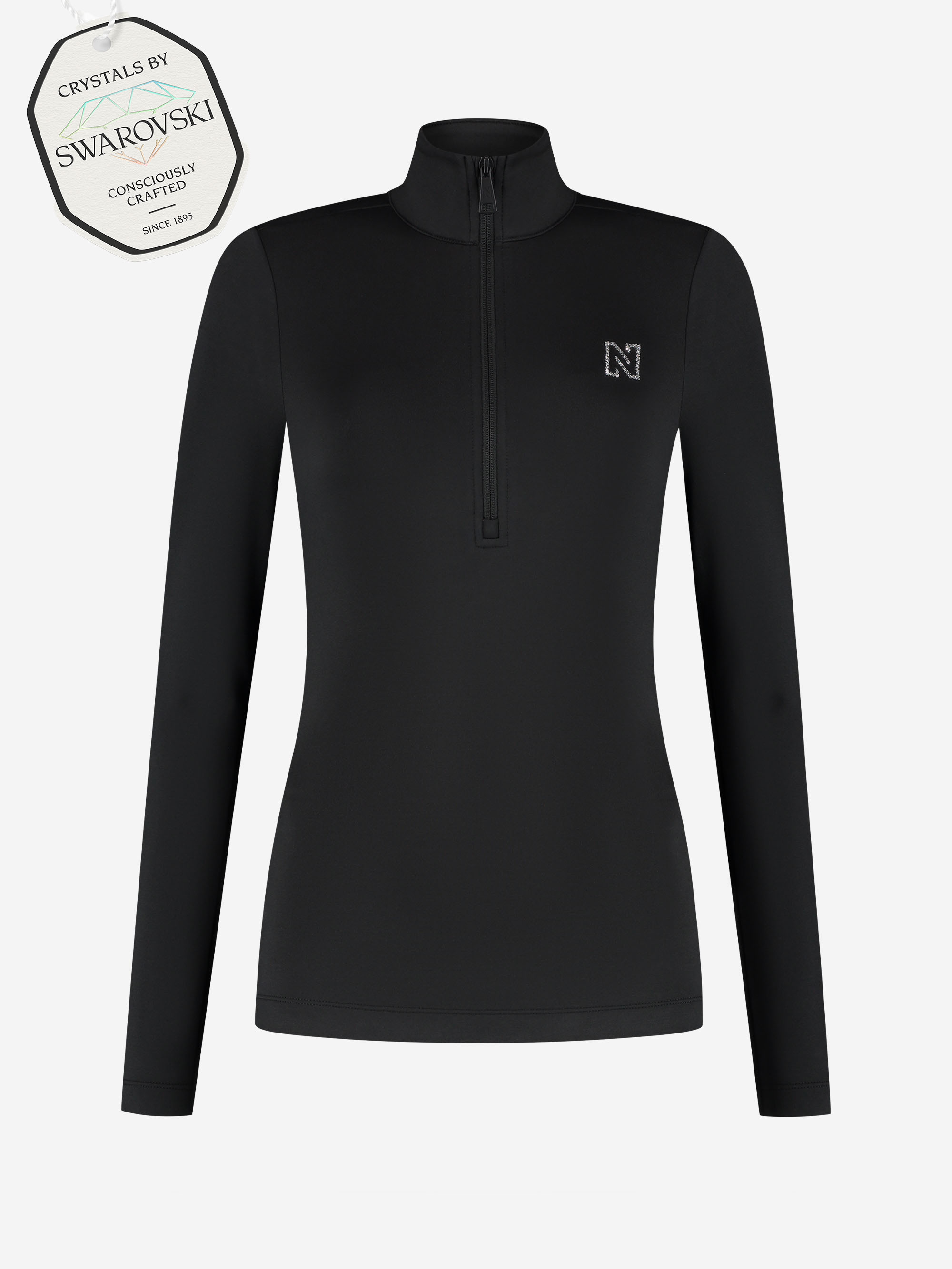 Ski pully met rits en Swarovski N-logo