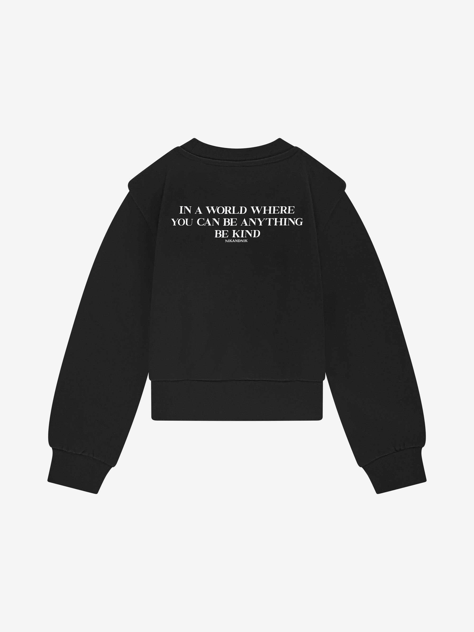 Sweater with NIK&NIK logo and quote on the back
