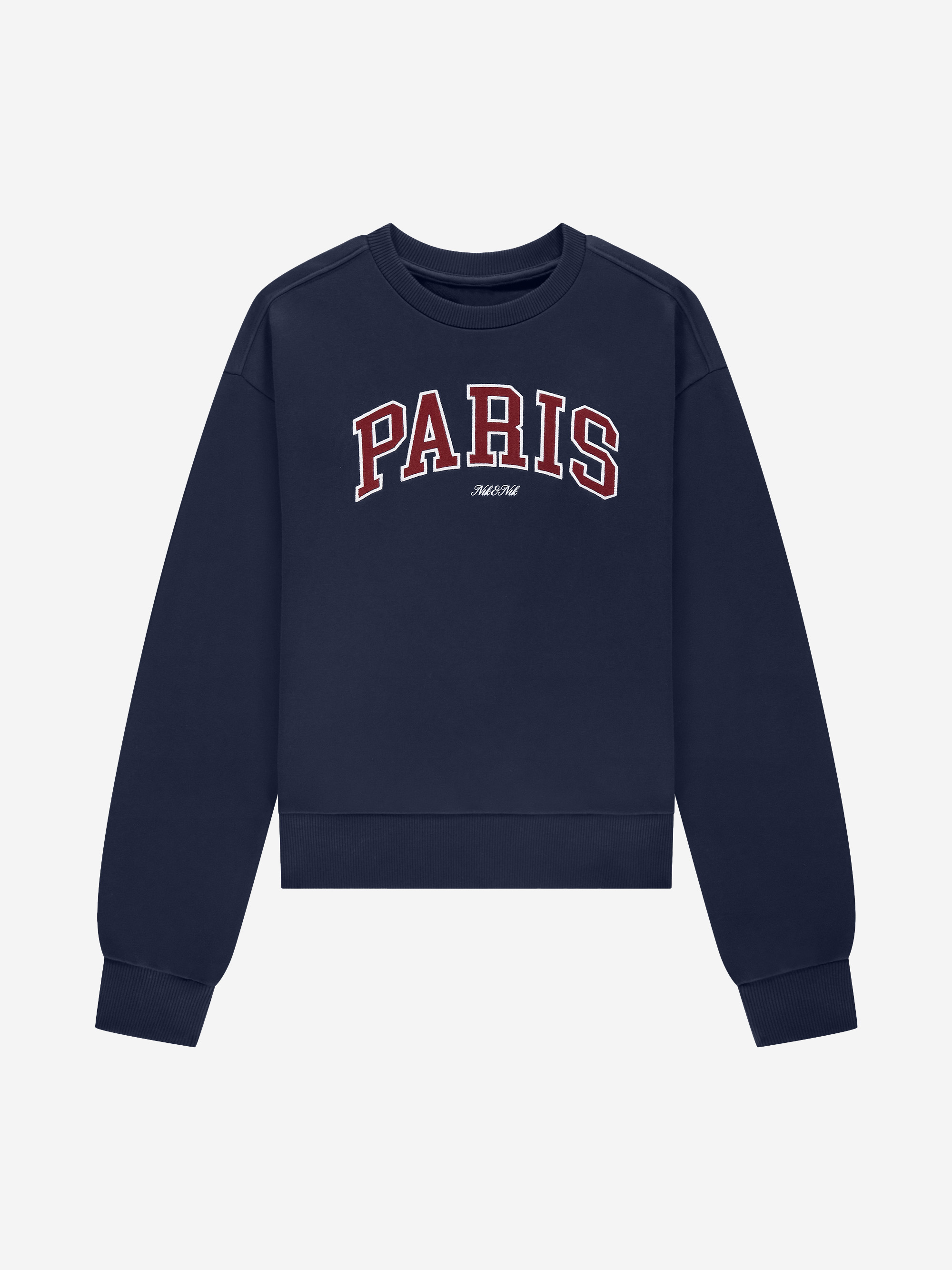 Sweater with embroidered text