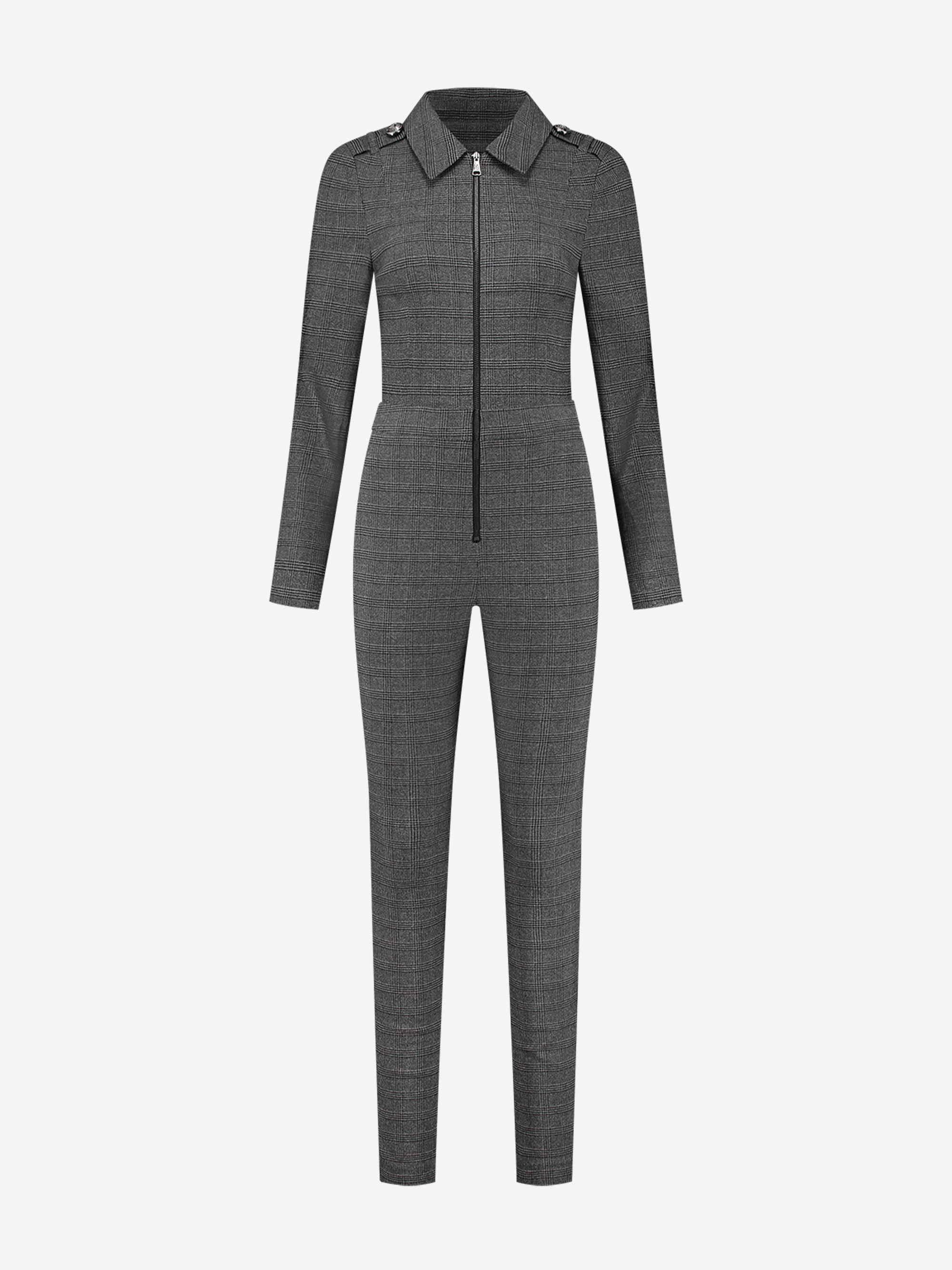 Checkered jumpsuit with zipper