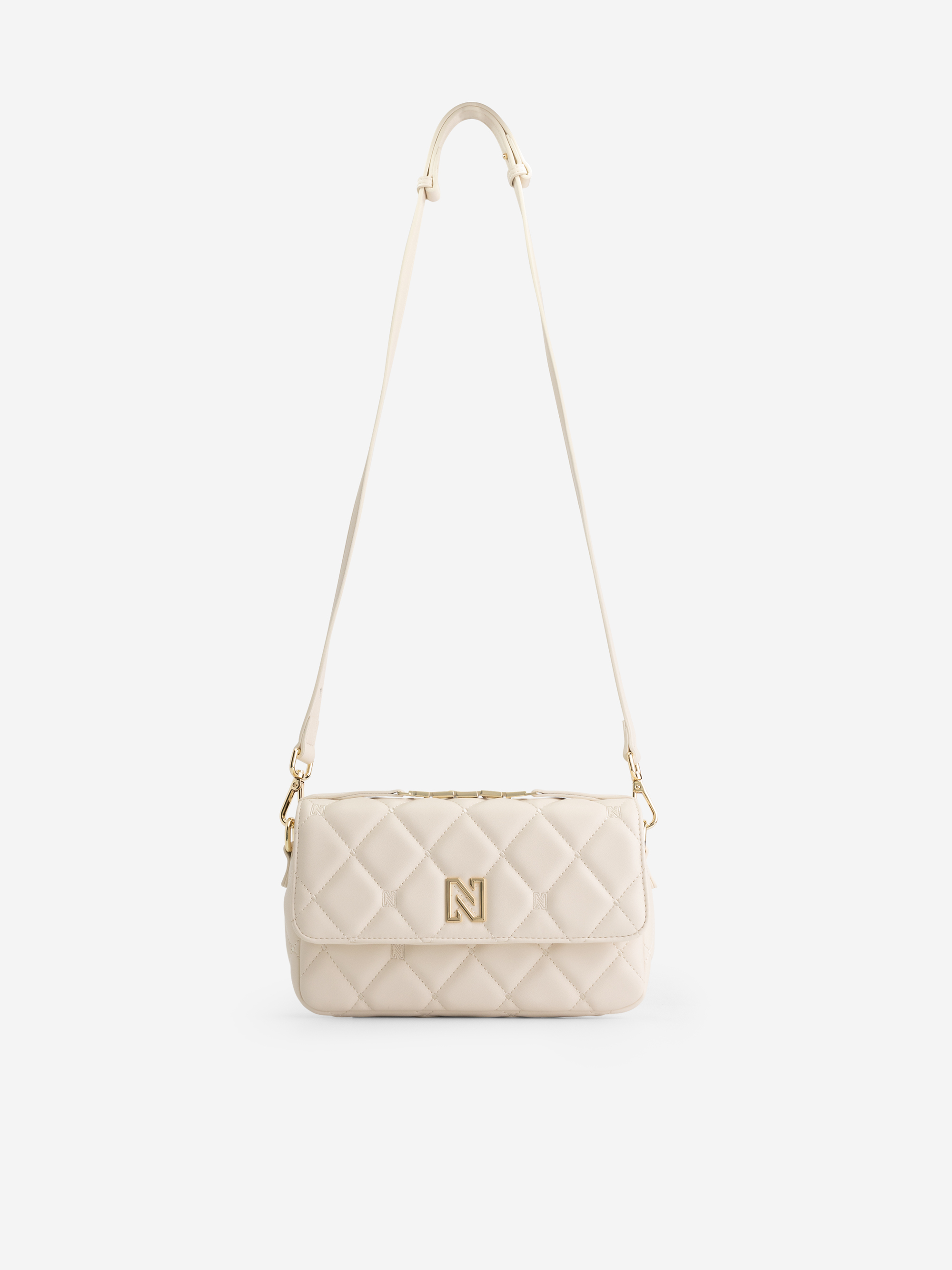 Quilted clutch with handle and N logo
