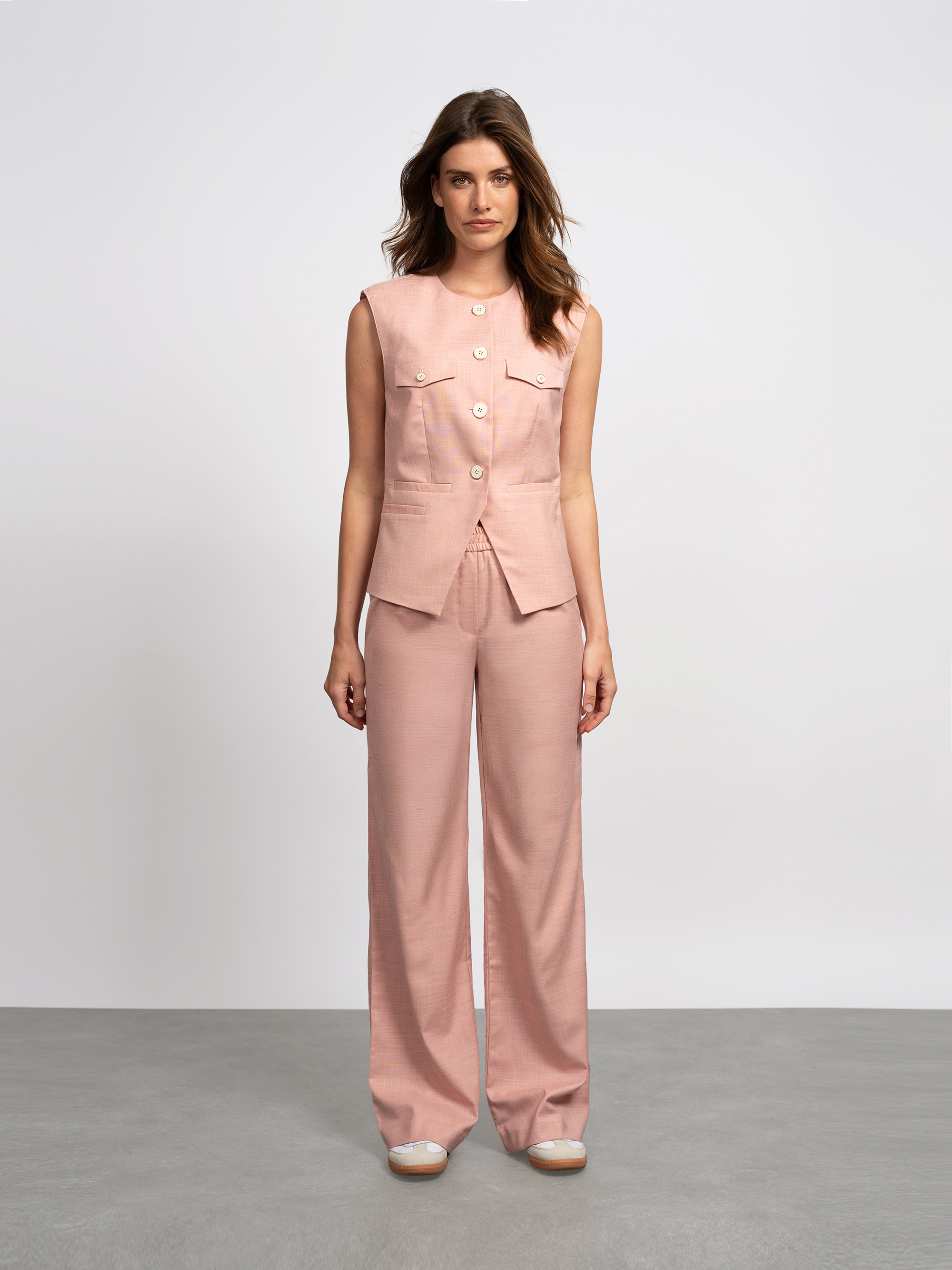 Melange pants with elastic waistband