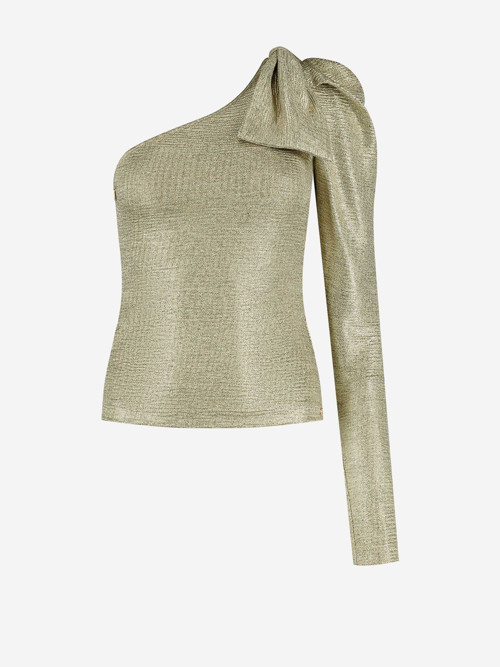 One shoulder top met strik op schouder