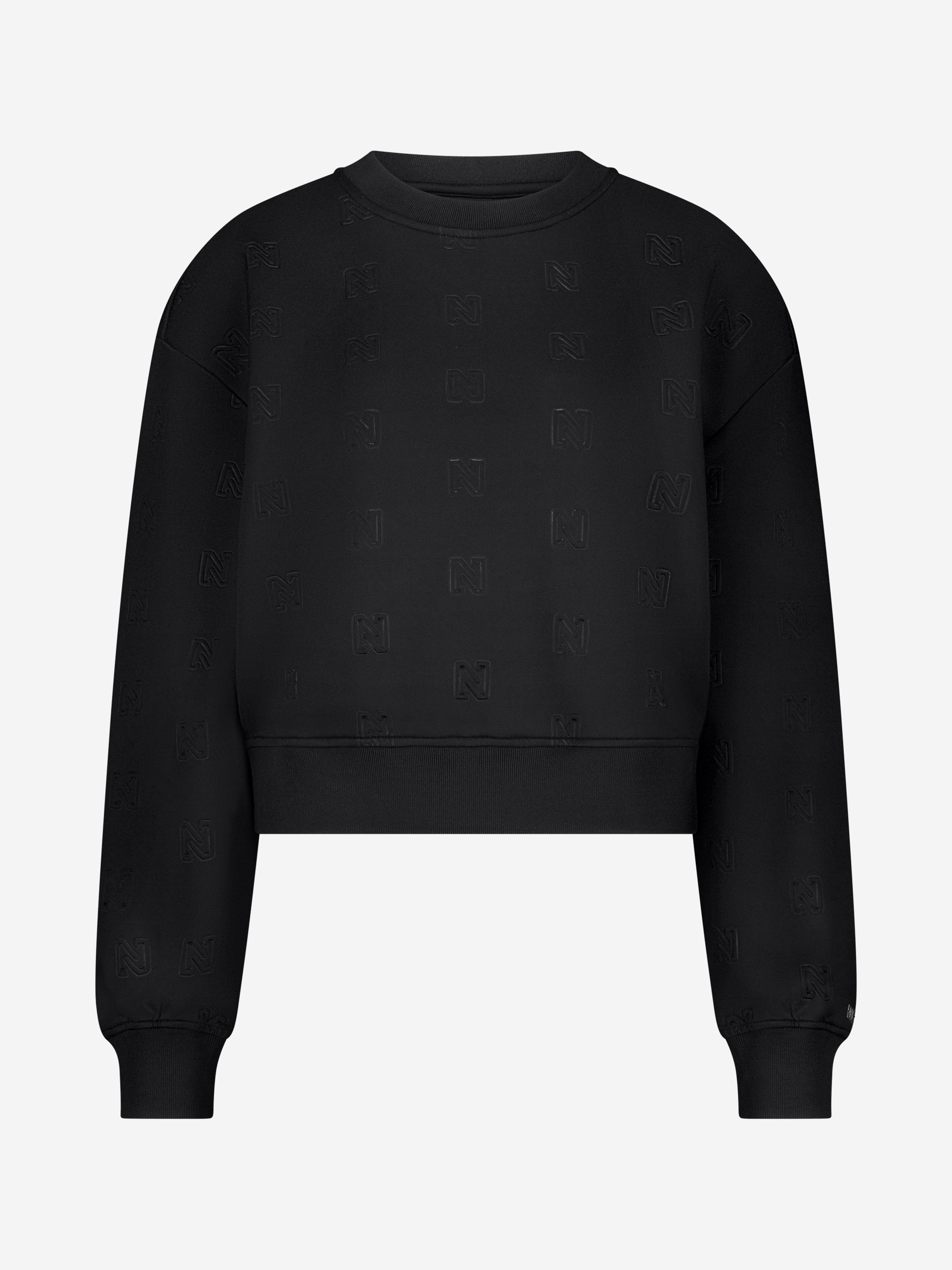 Loose-fitting sweater with logo pattern