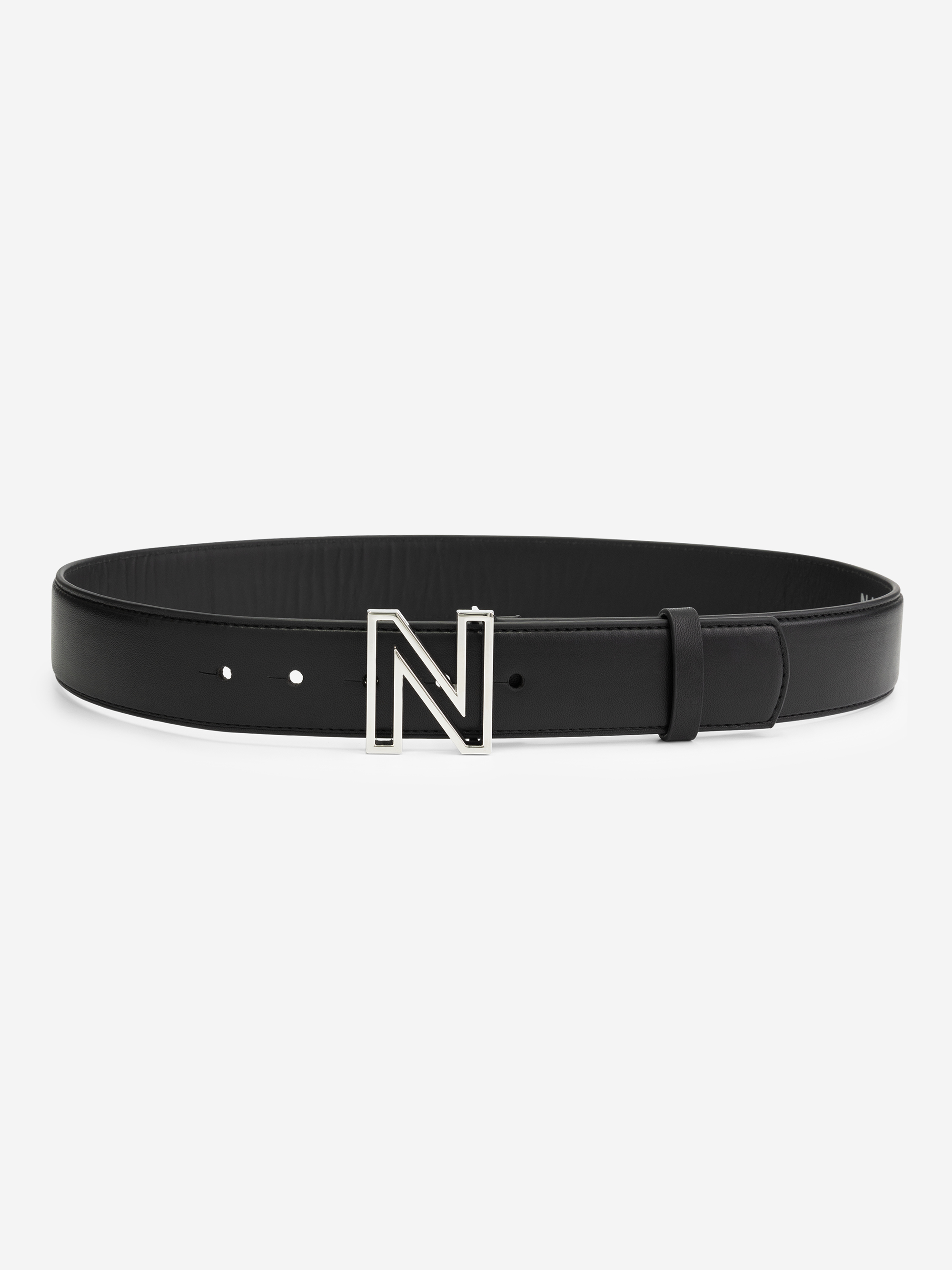 Leather belt with N buckle