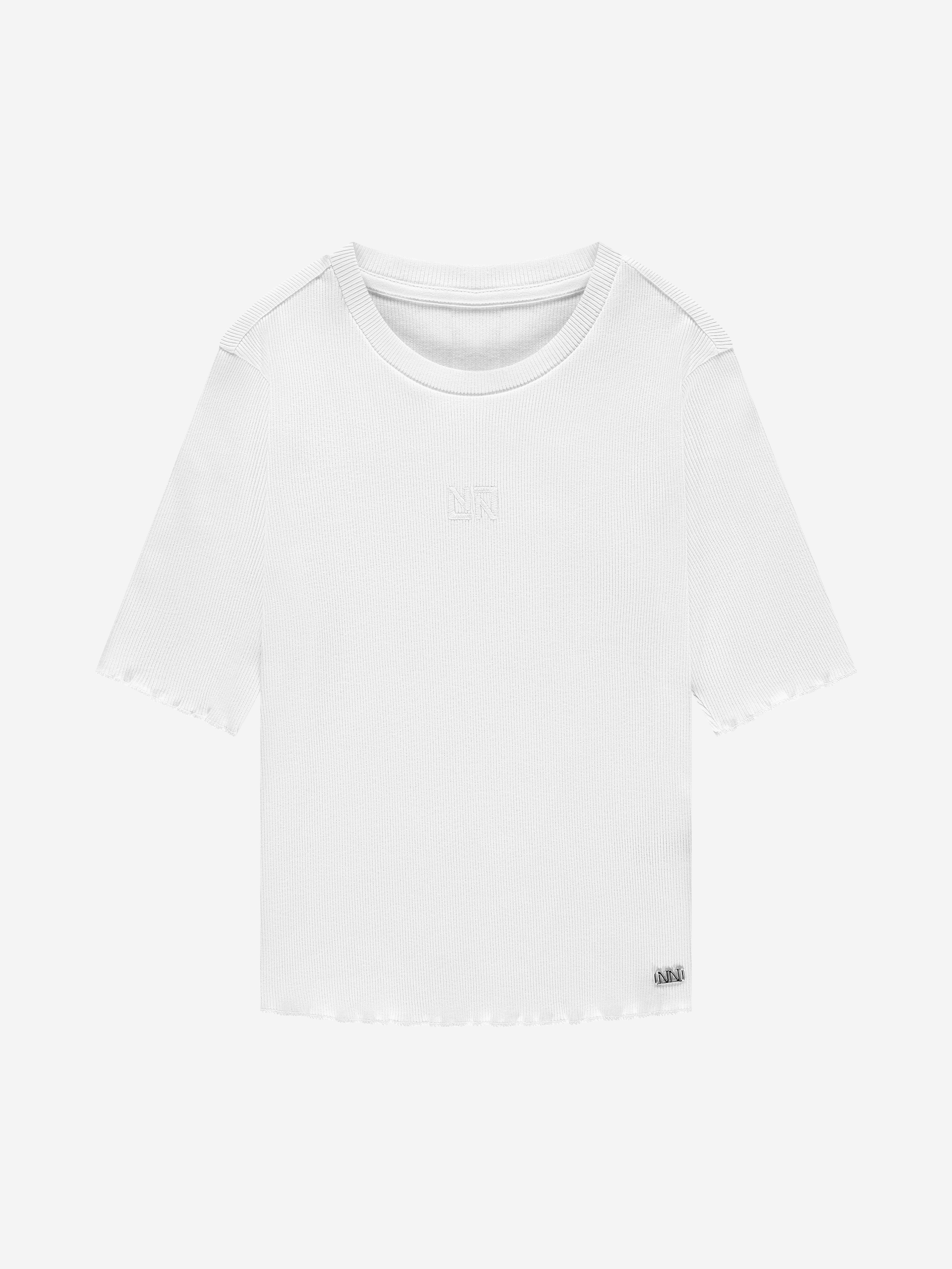 Ribbed crop top with ruffles