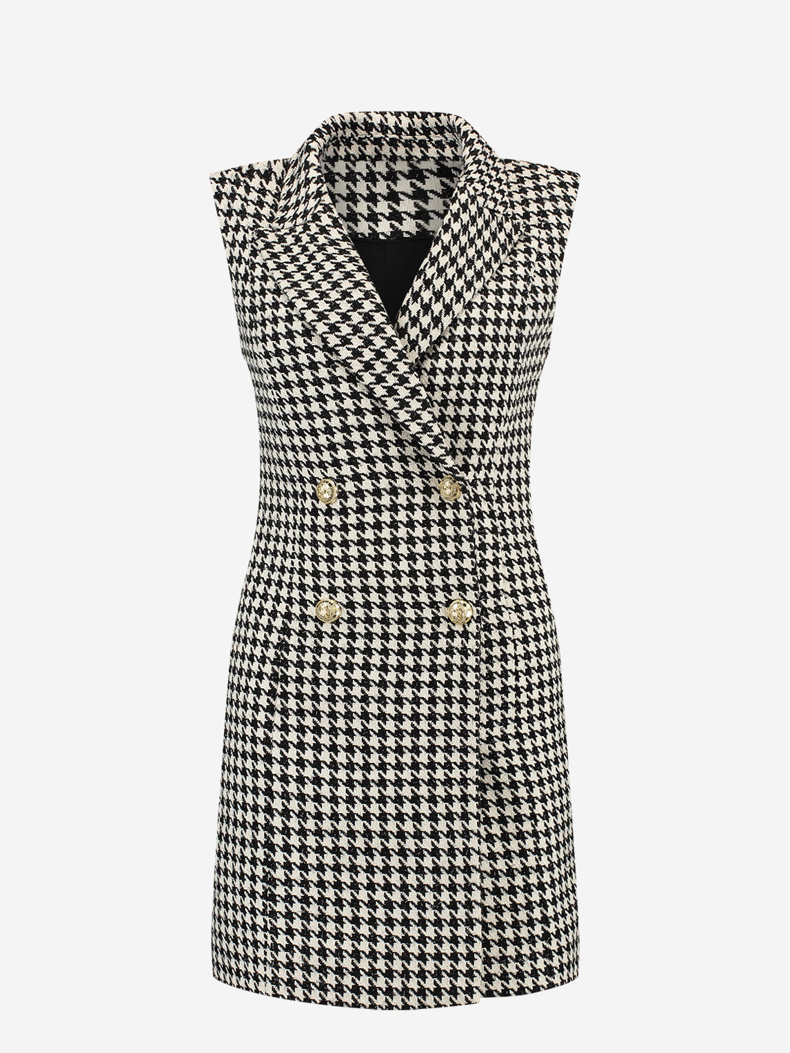 Jurk met pied-de-poule patroon
