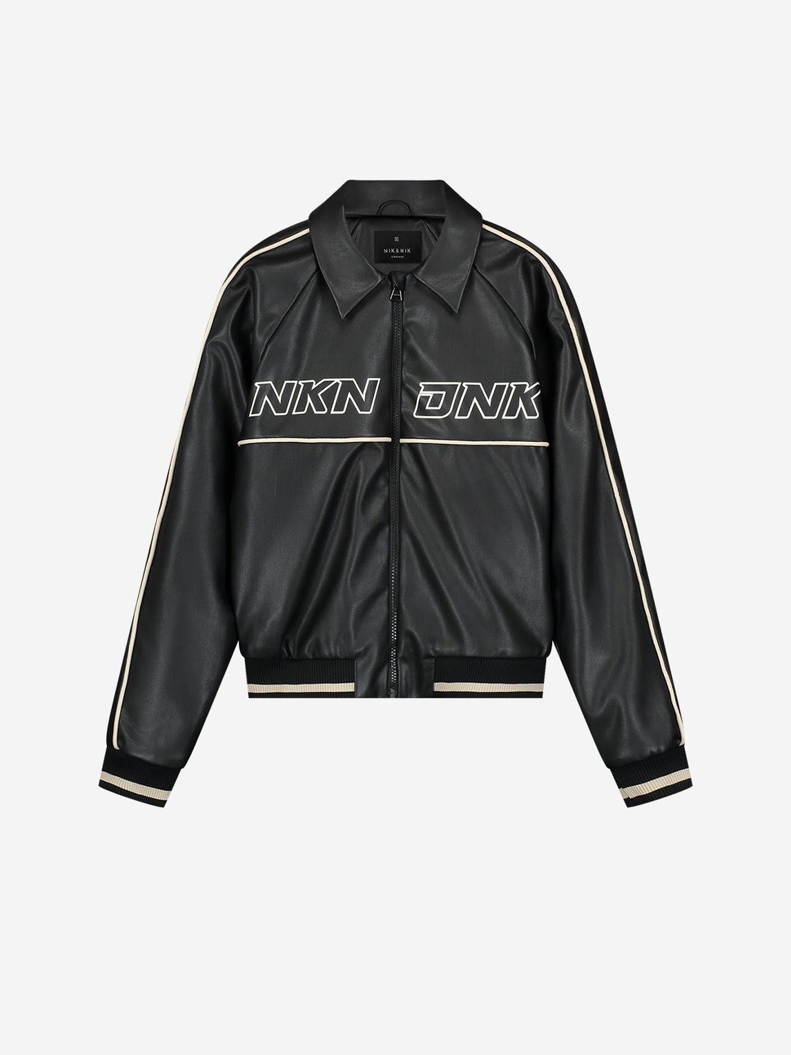 Faux leather bomber jacket