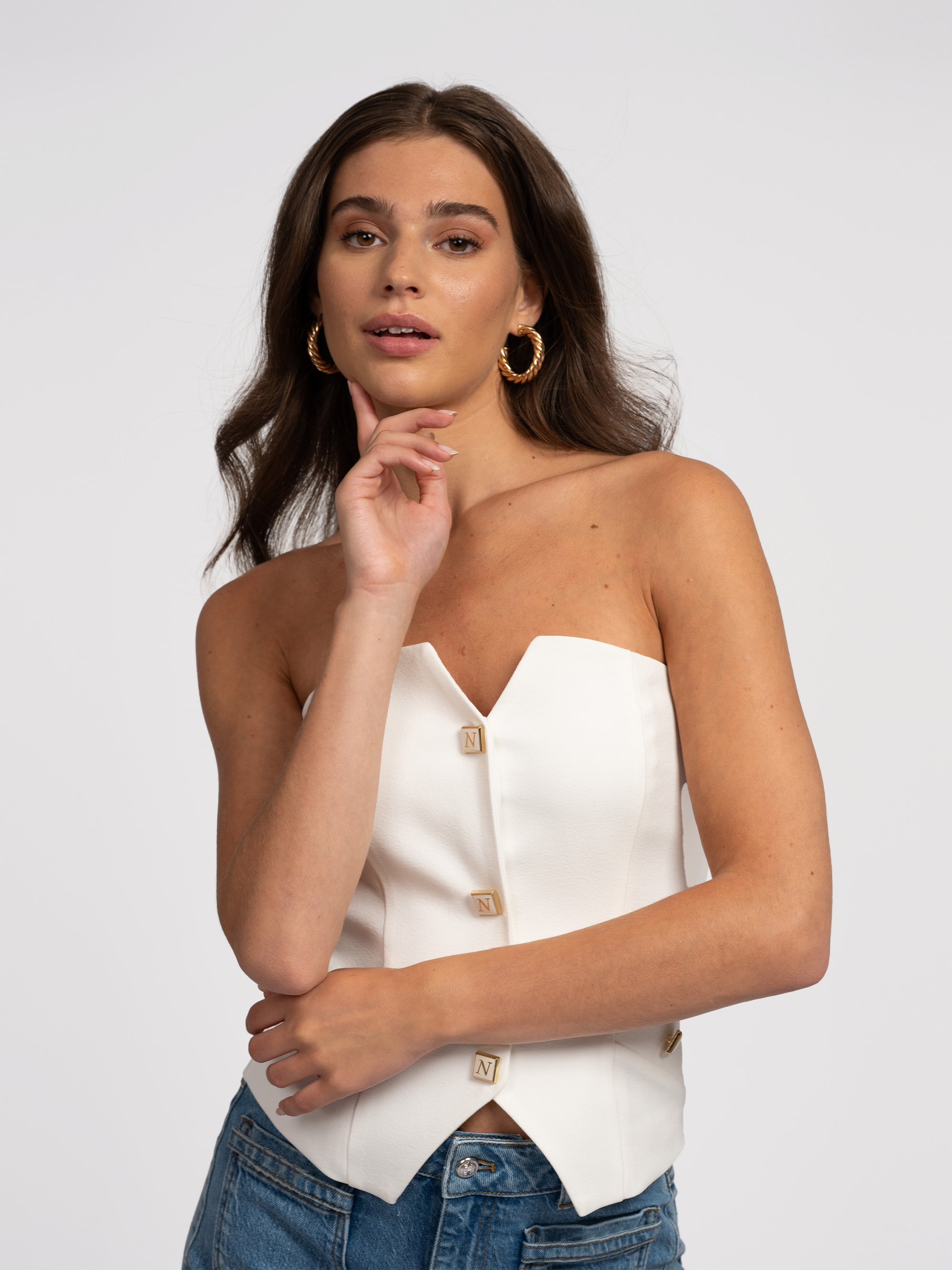 Gemêleerde strapless top