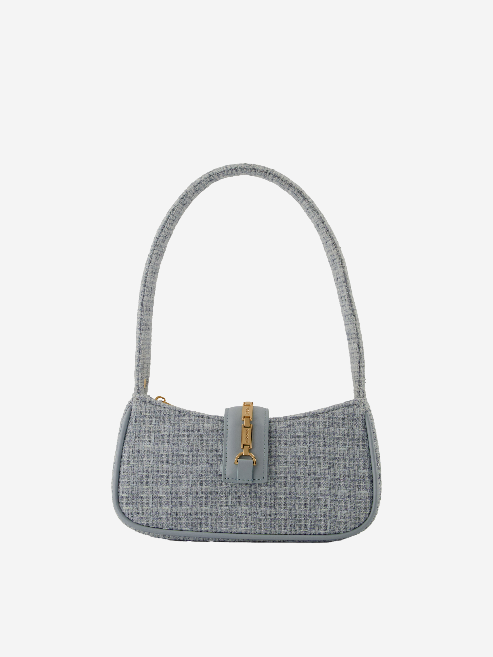 Tweed schoudertas met logo gesp