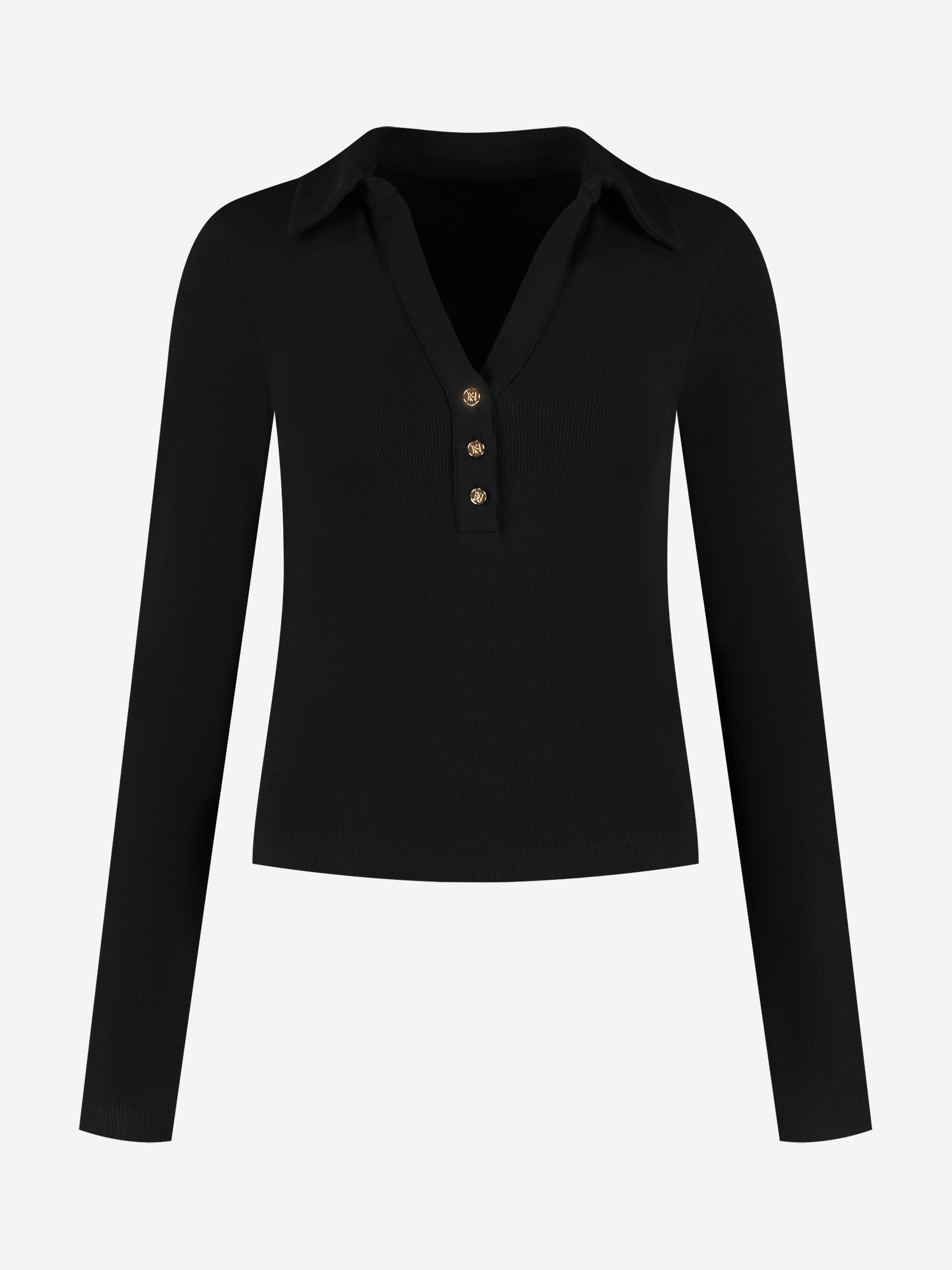 Ribbed T-shirt with buttons