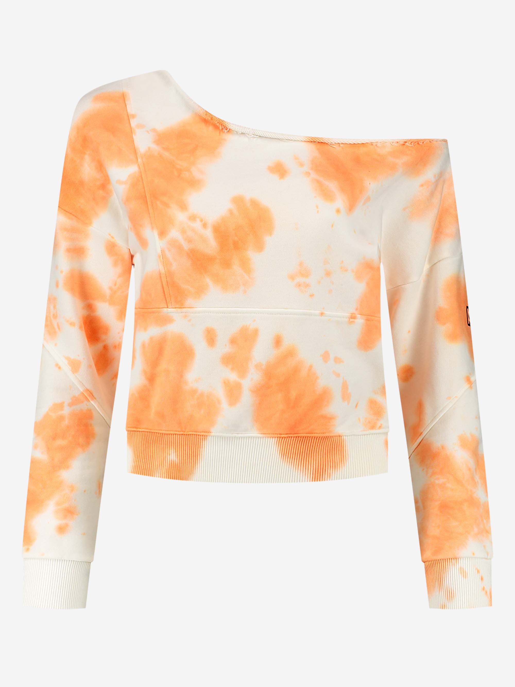 Off shoulder trui met tie dye print 