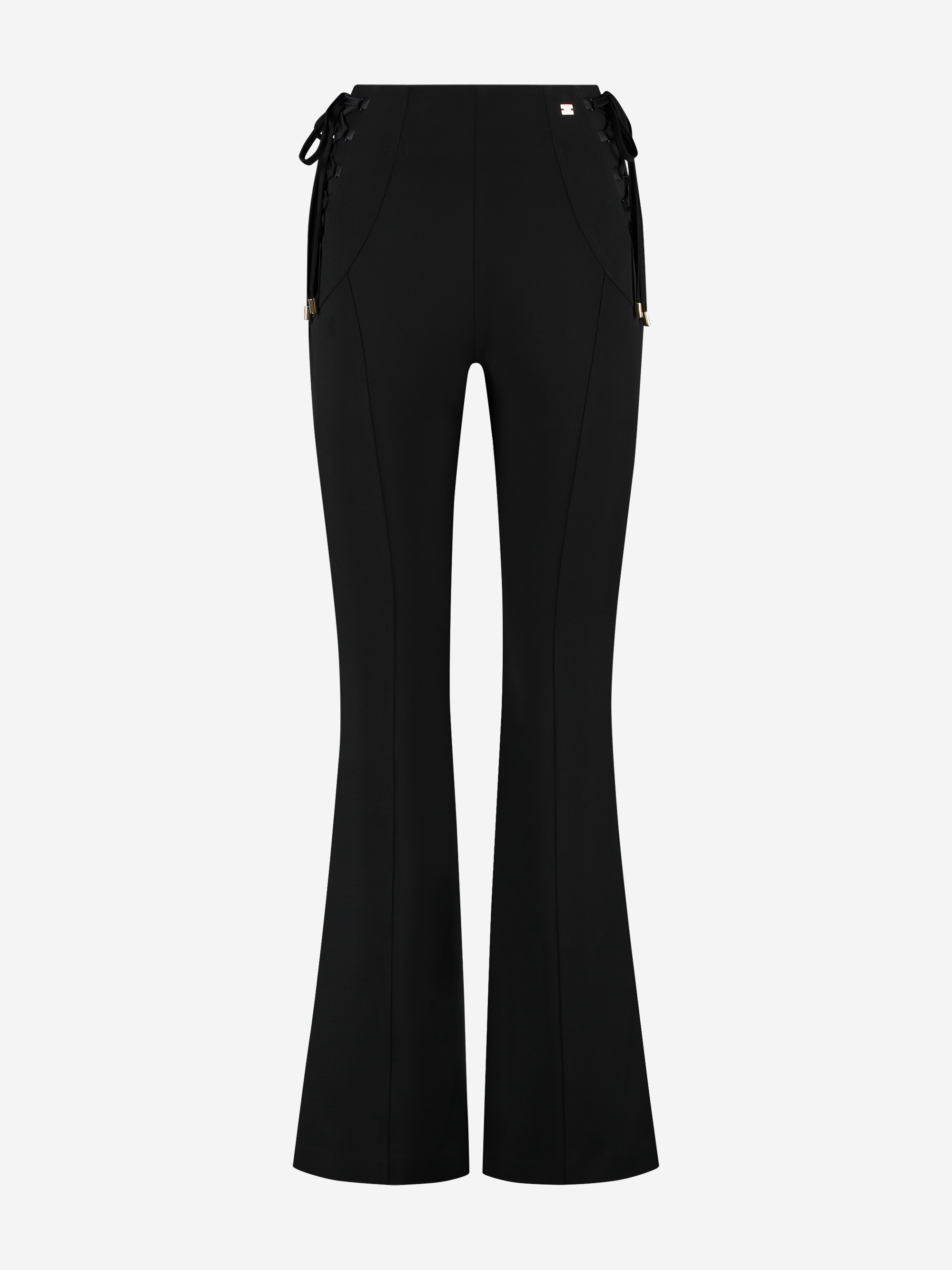 Aansluitende flared broek met veter details