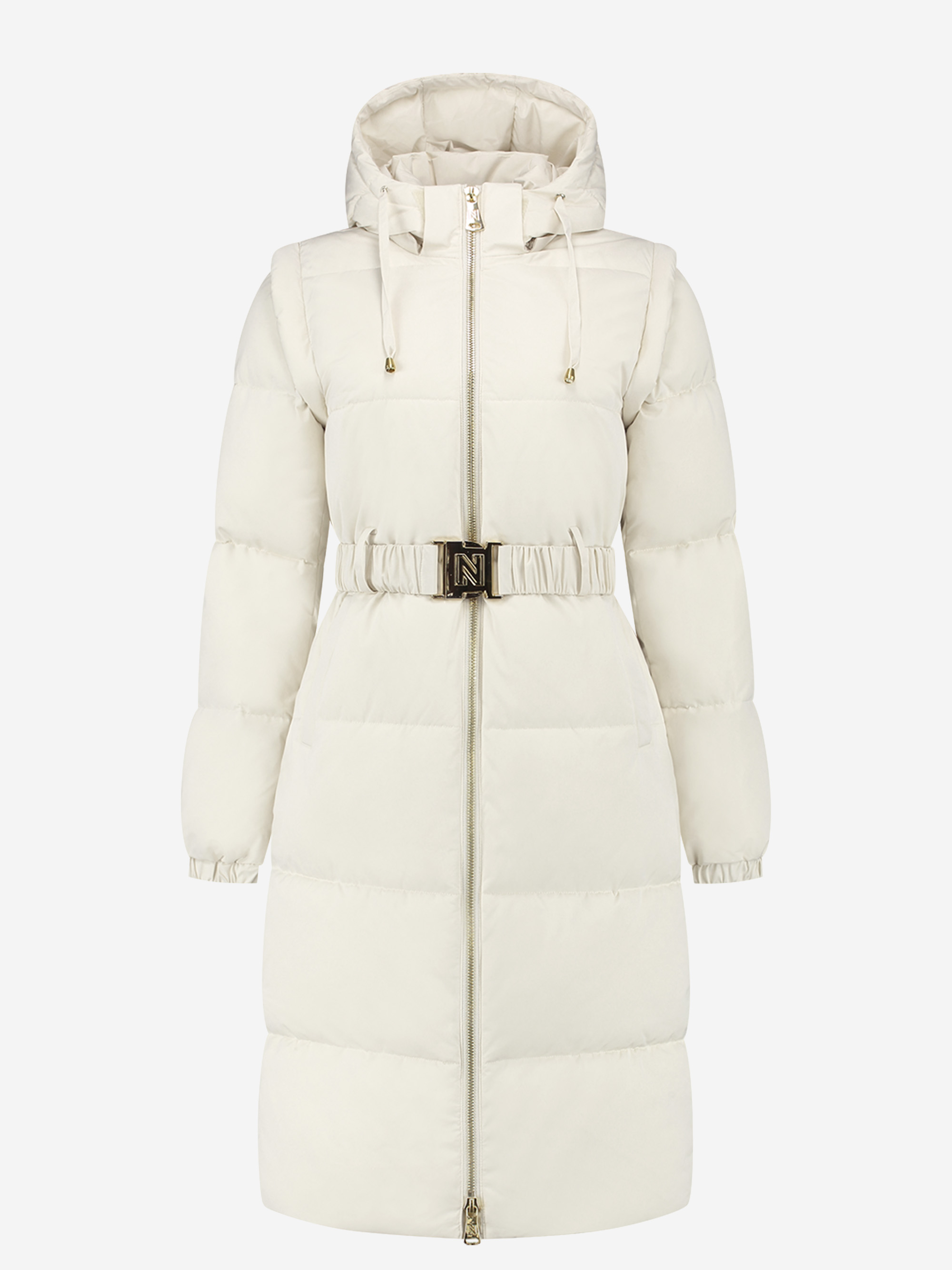 Long Puffer coat with removable sleeves 