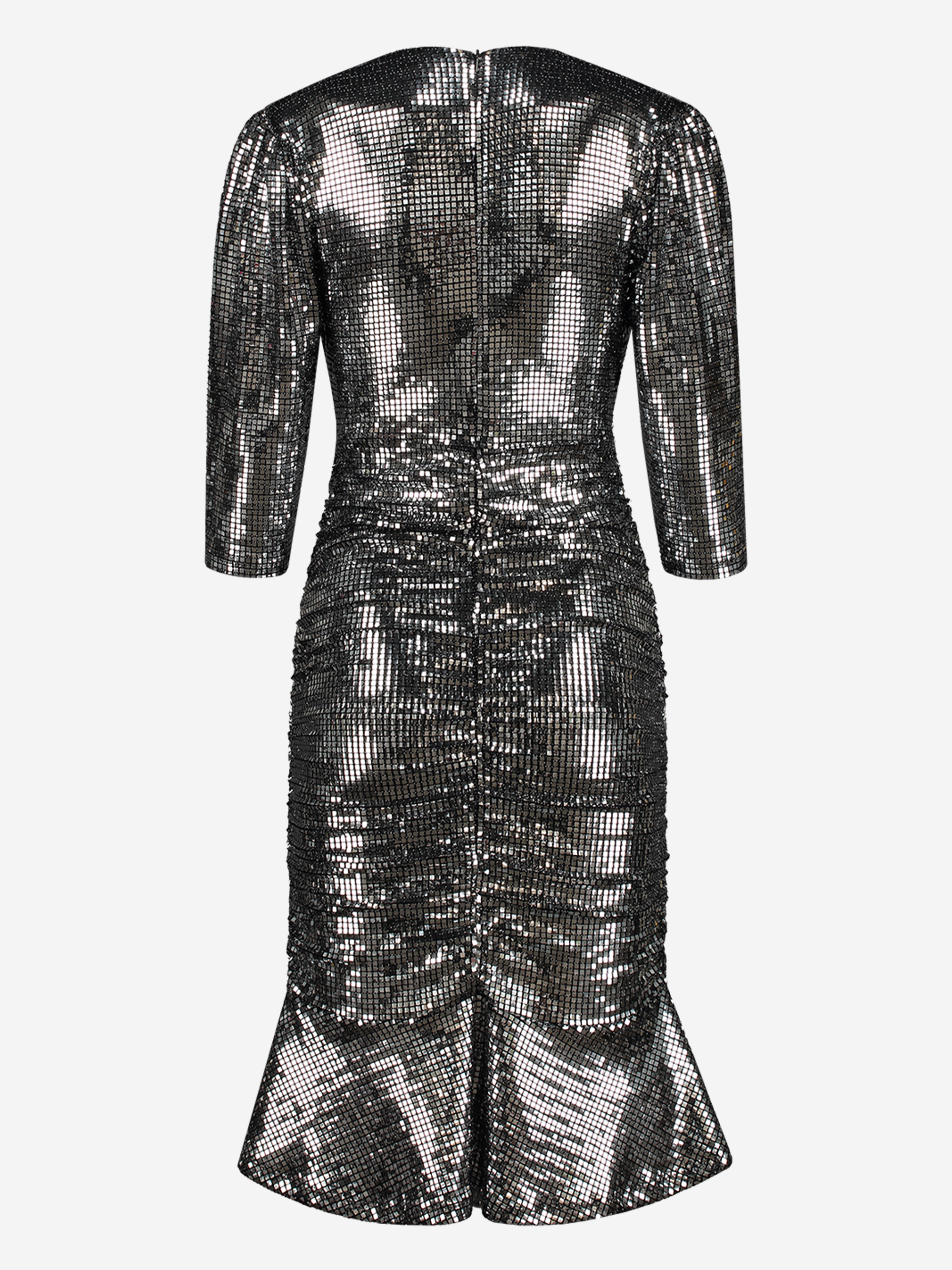 Geplooide zilver metallic jurk 