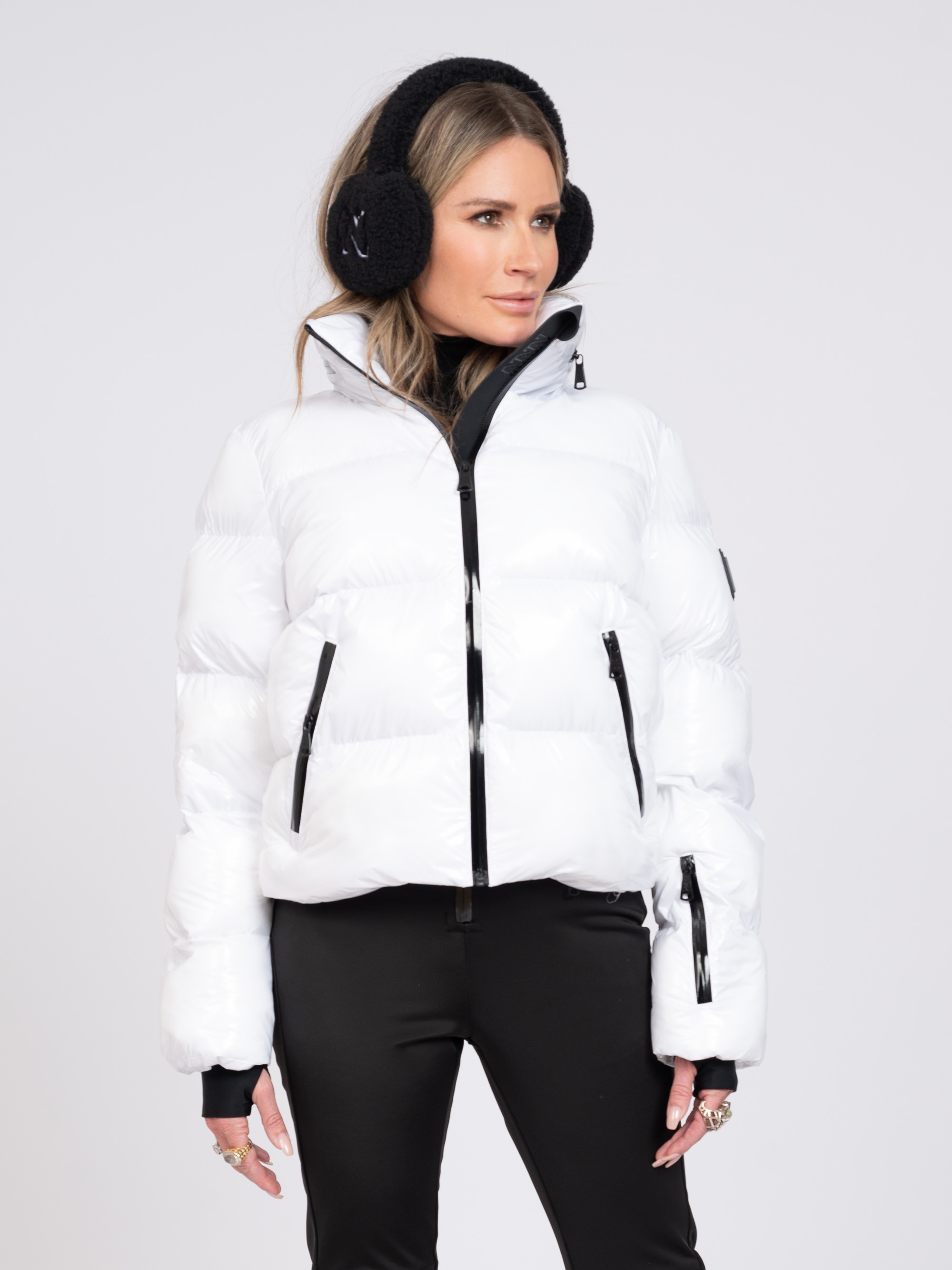 Ski jas met metallic look 