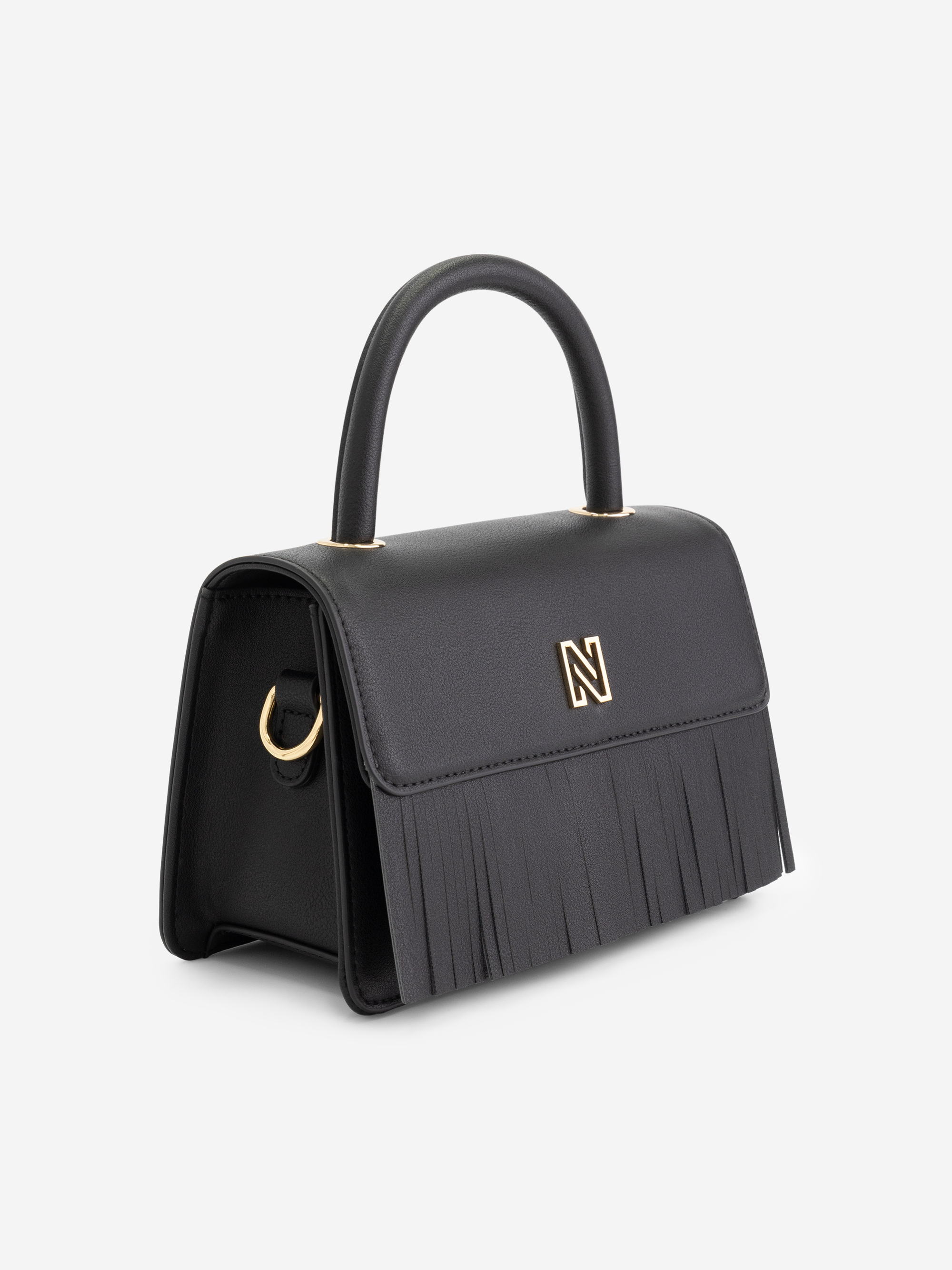 Small shoulder bag with fringes and logo