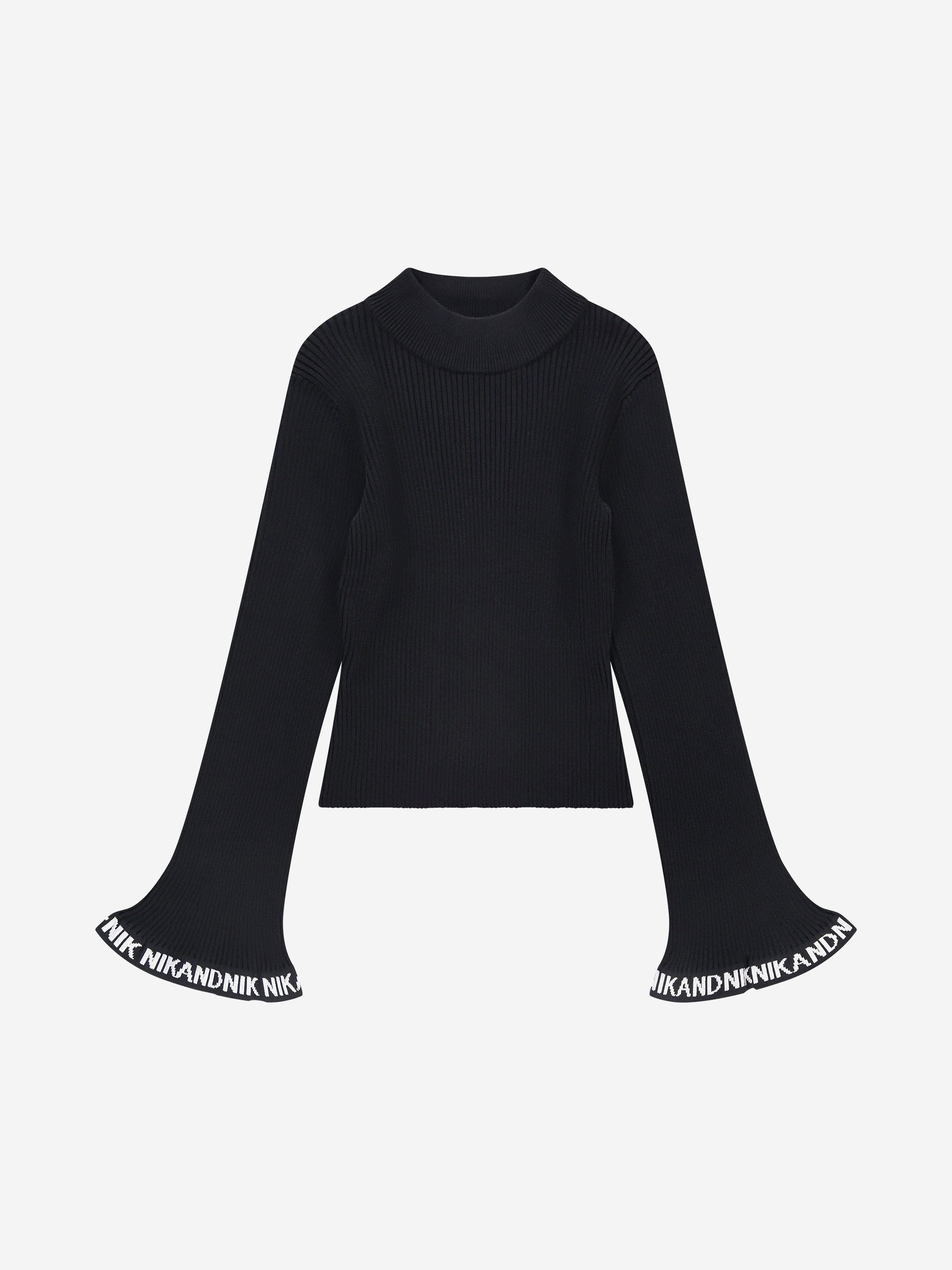 Ribbed sweater with flared sleeves