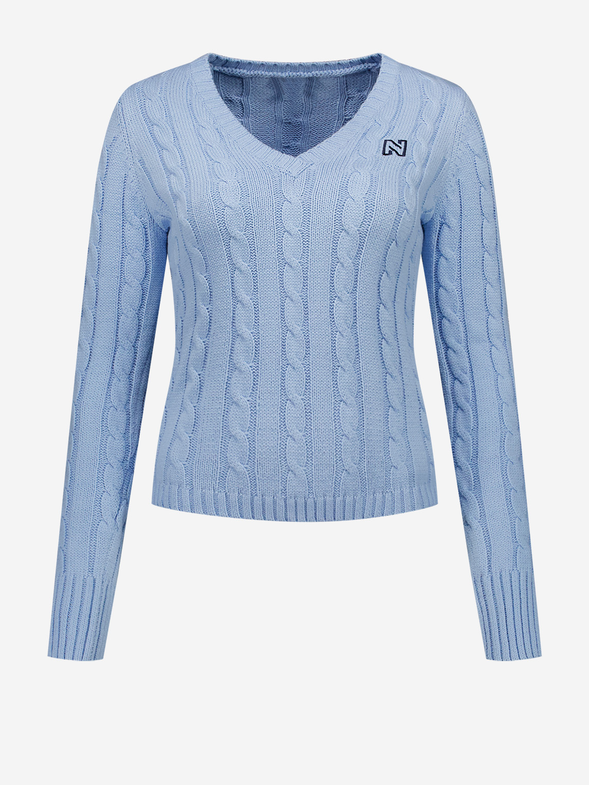 Cable knit sweater with N-logo