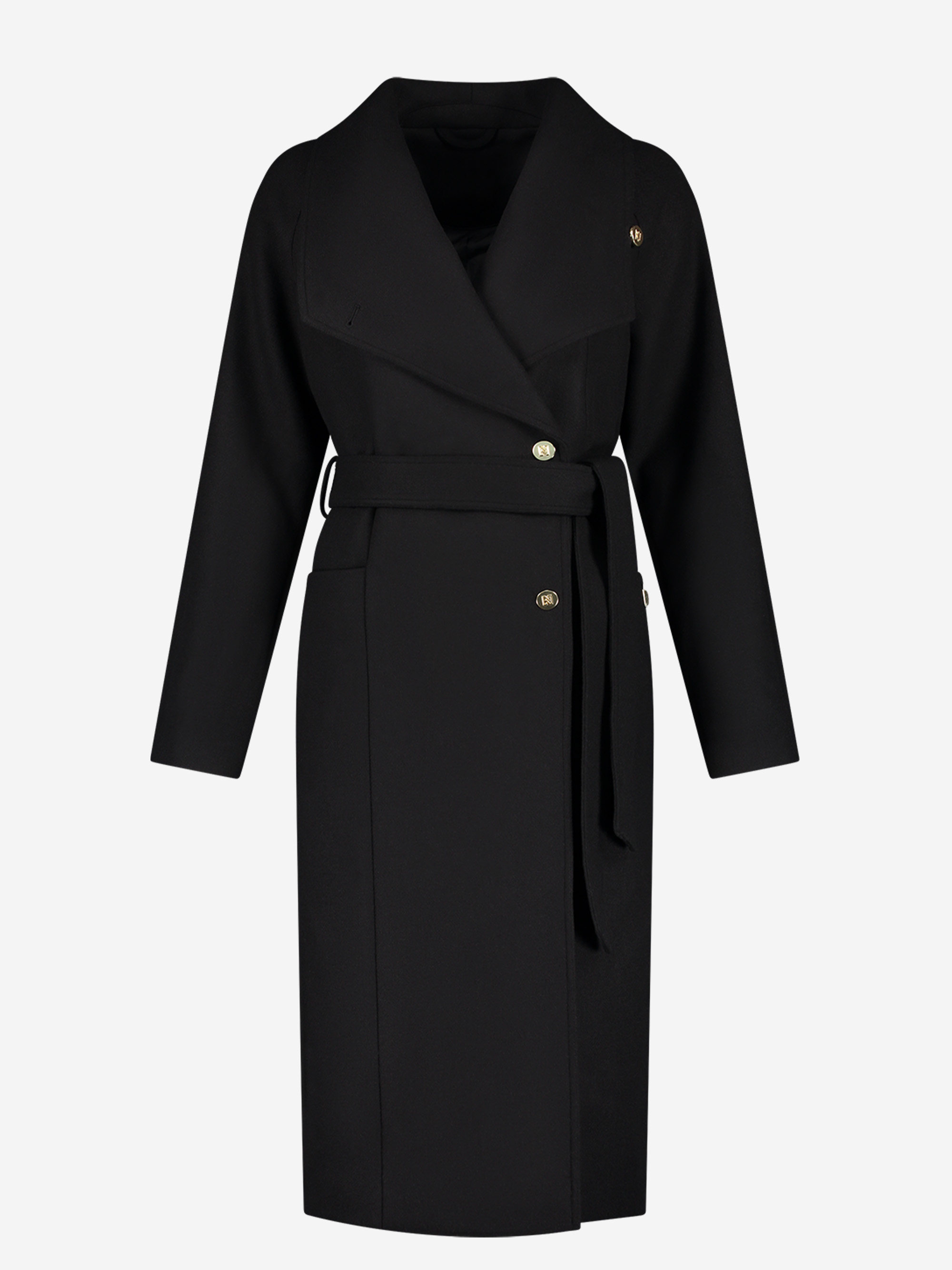 Long coat with tie belt