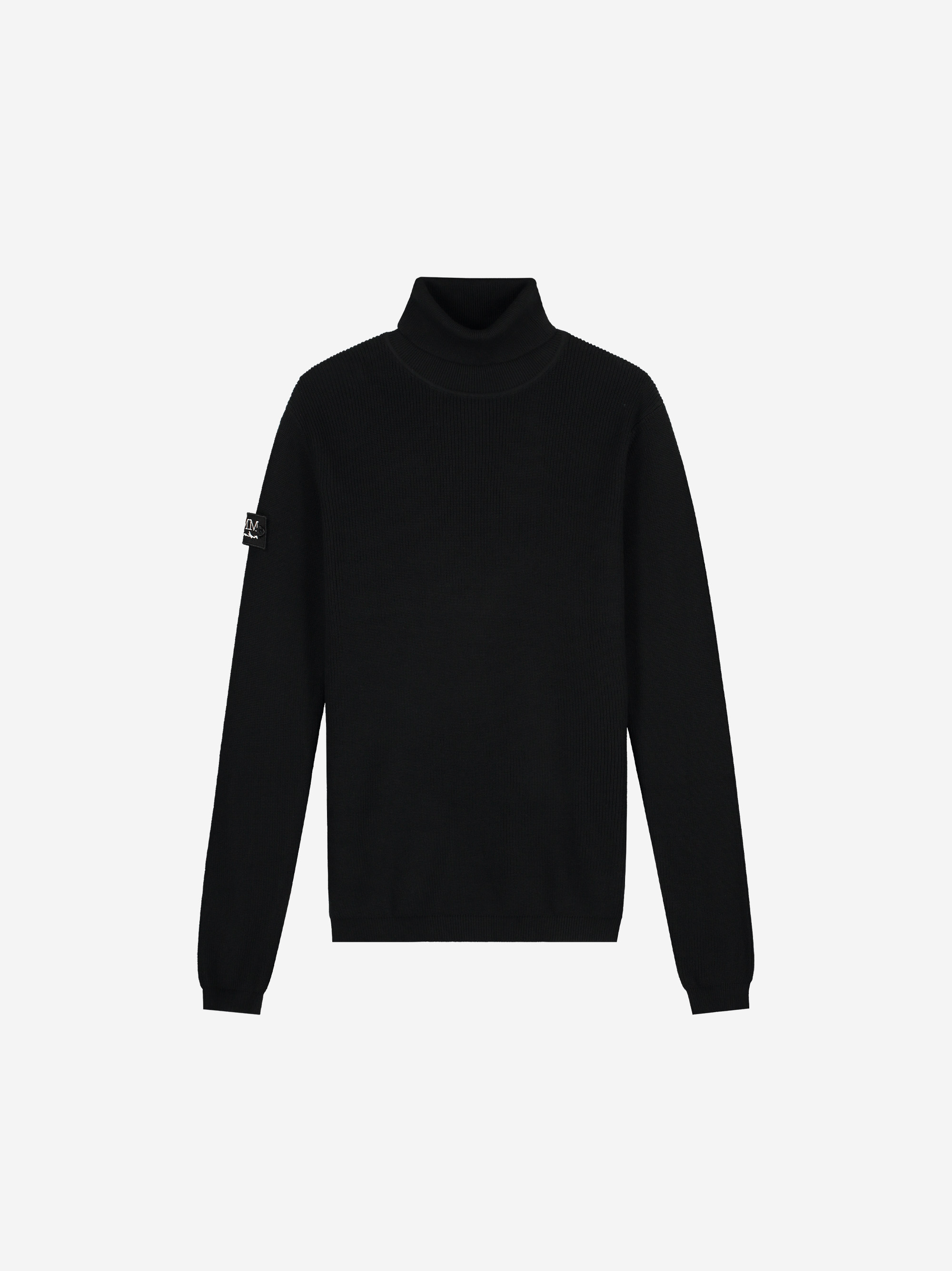 Sweater with turtleneck and logo on the sleeve