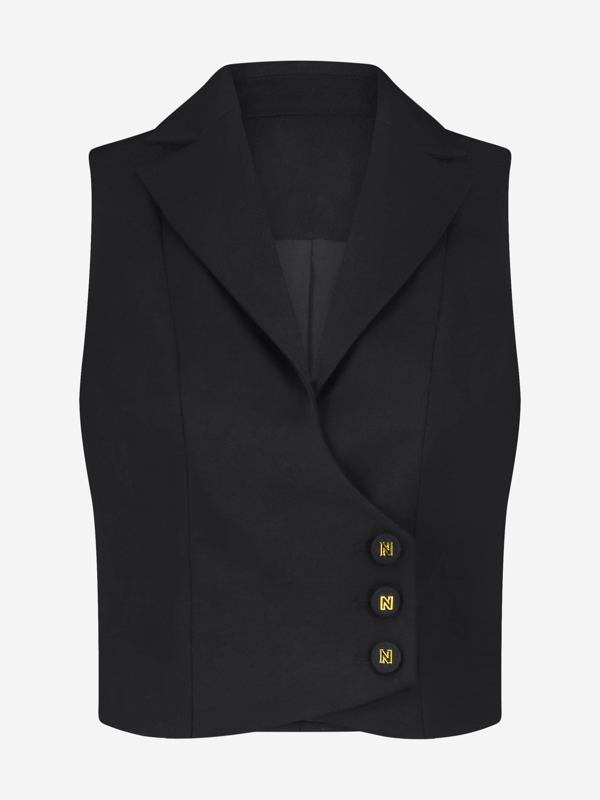 Short waistcoat with overlay and N-buttons