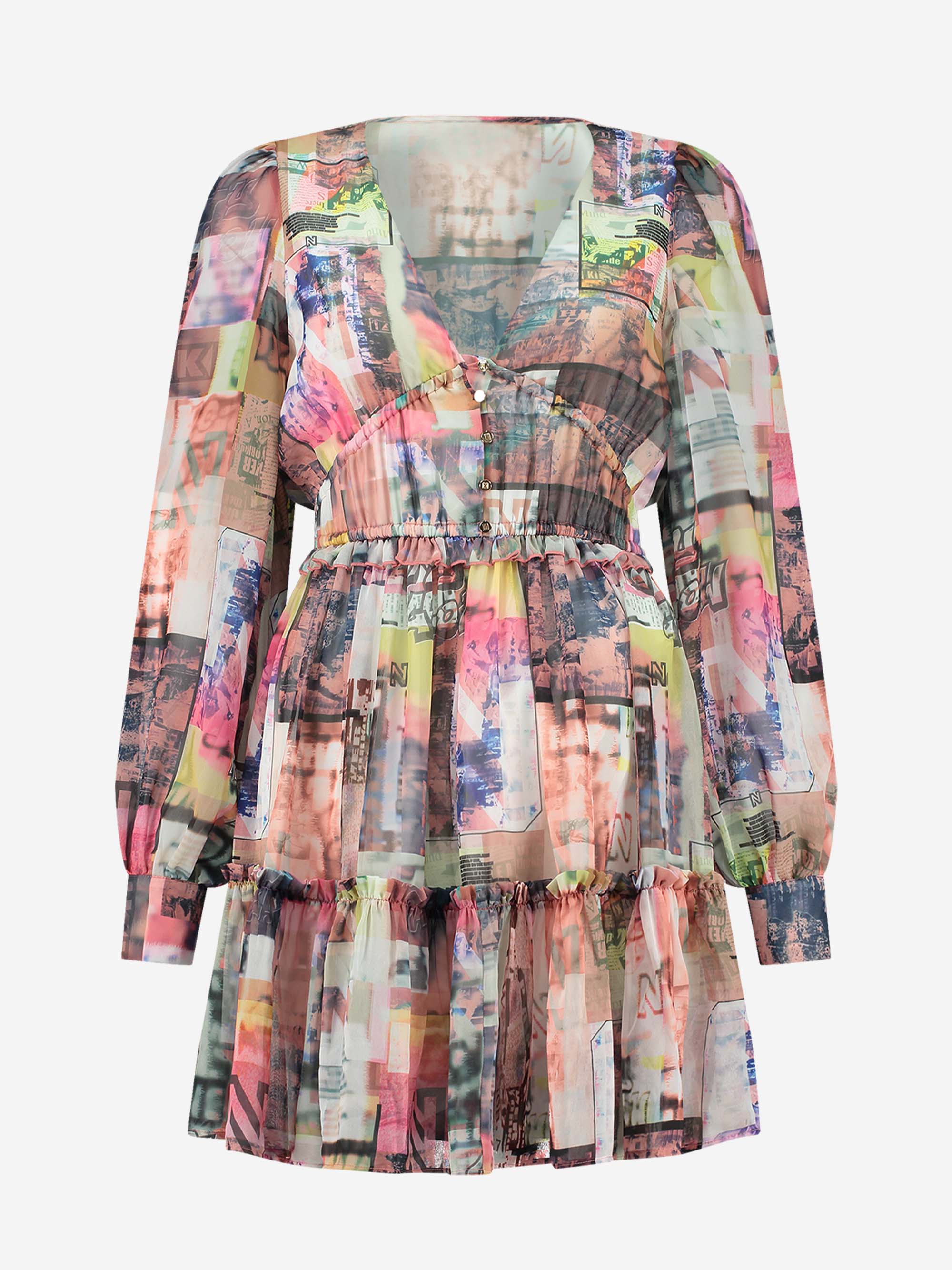 Printed dress with elastic waistband 