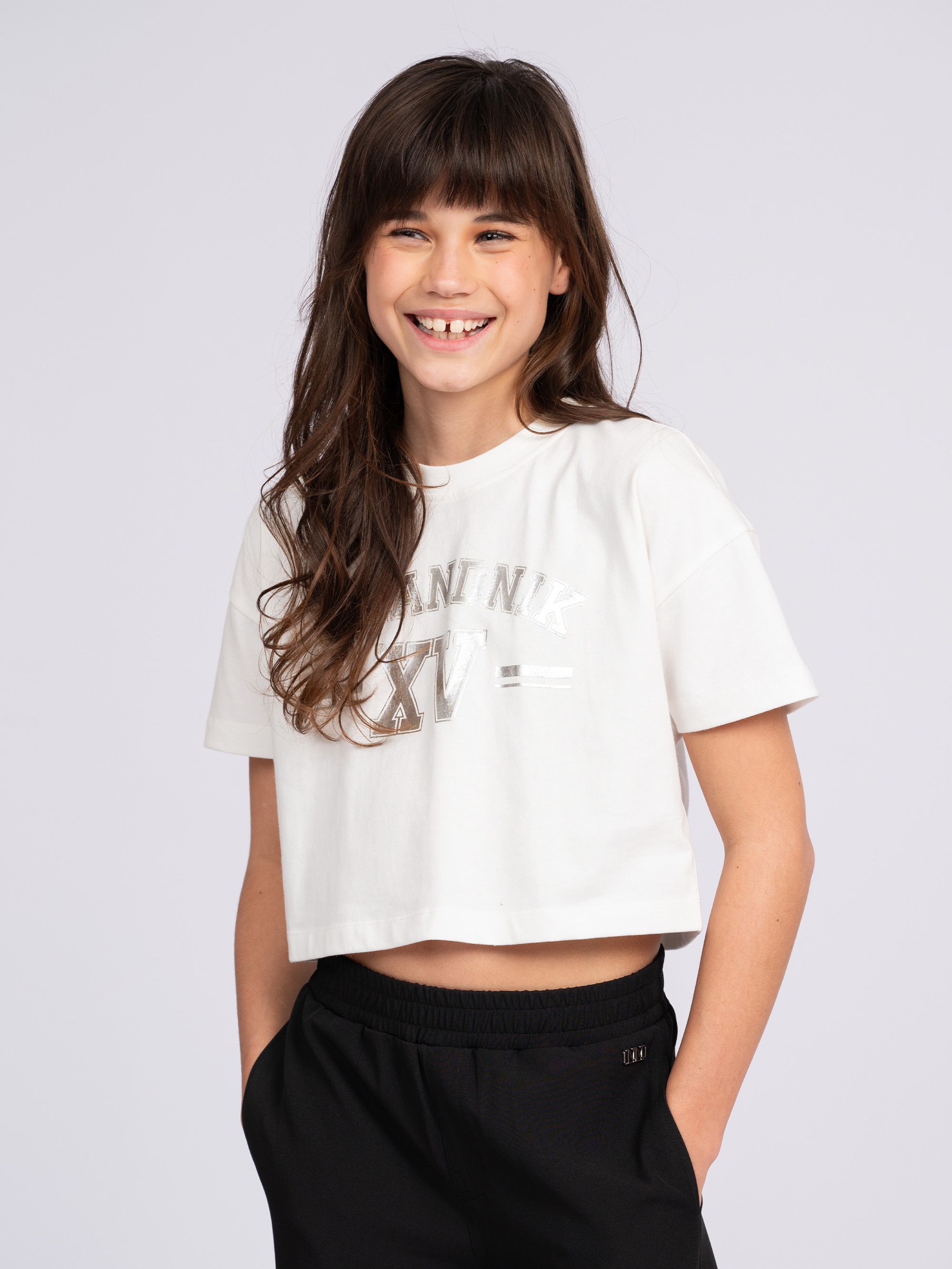 Cropped T-shirt with graphic NIK&NIK logo