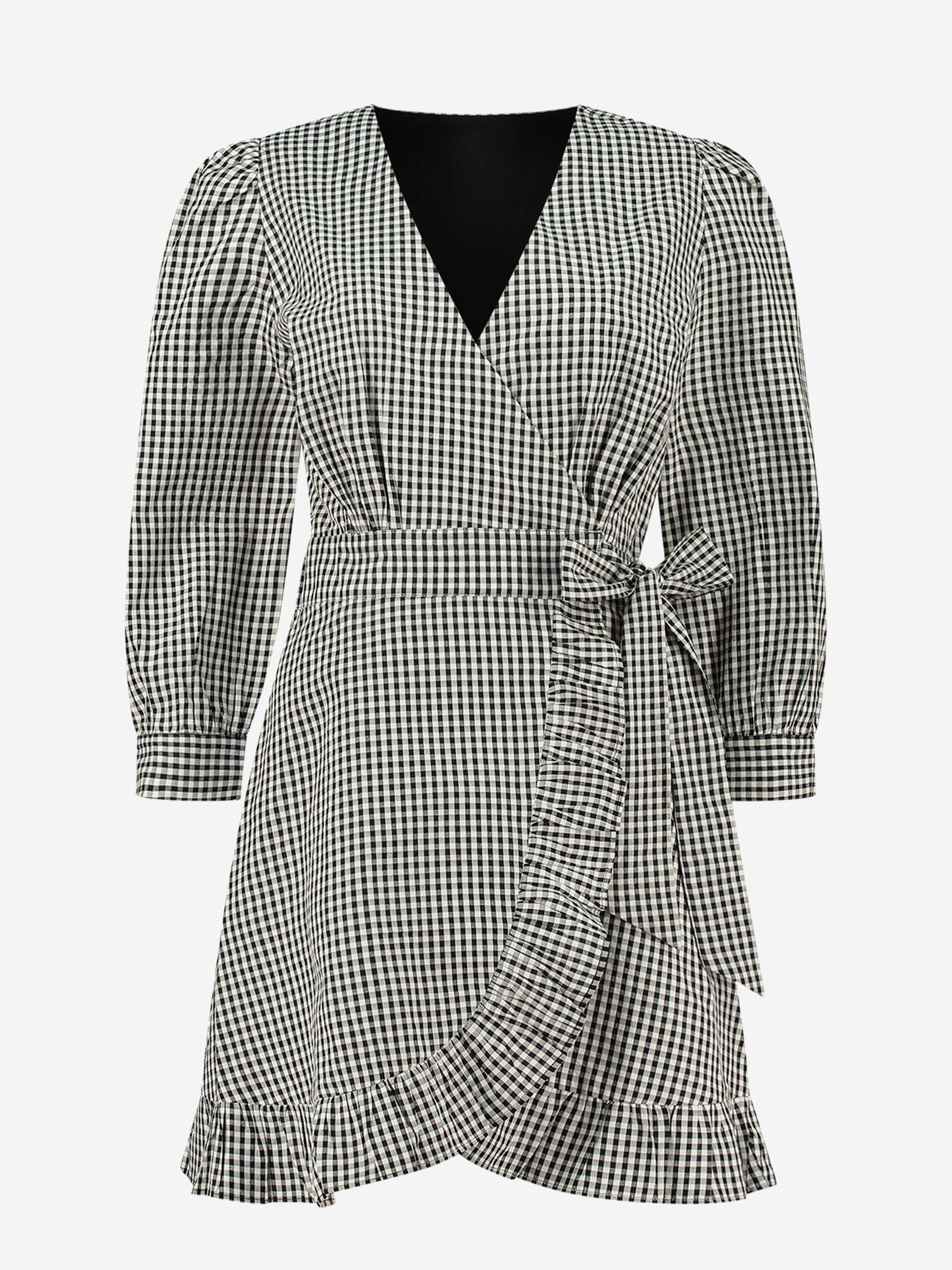 Checkered wrap dress