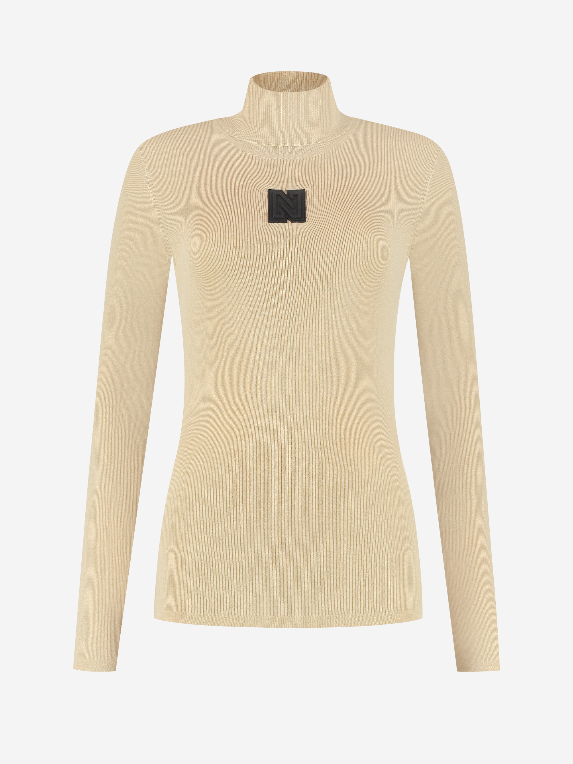 Fitted top with logo patch and turtleneck