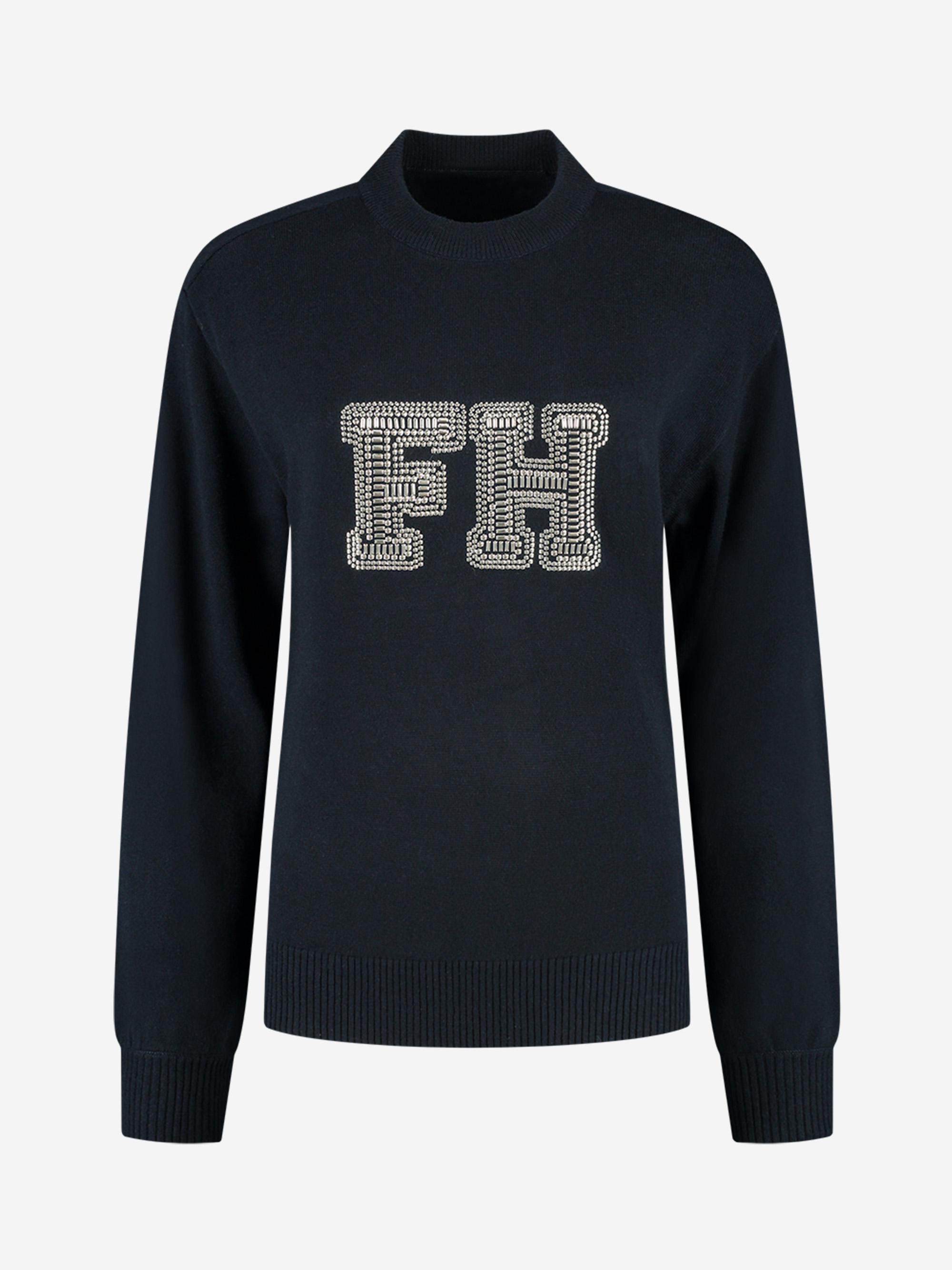 Sweater with an FH logo made of studs