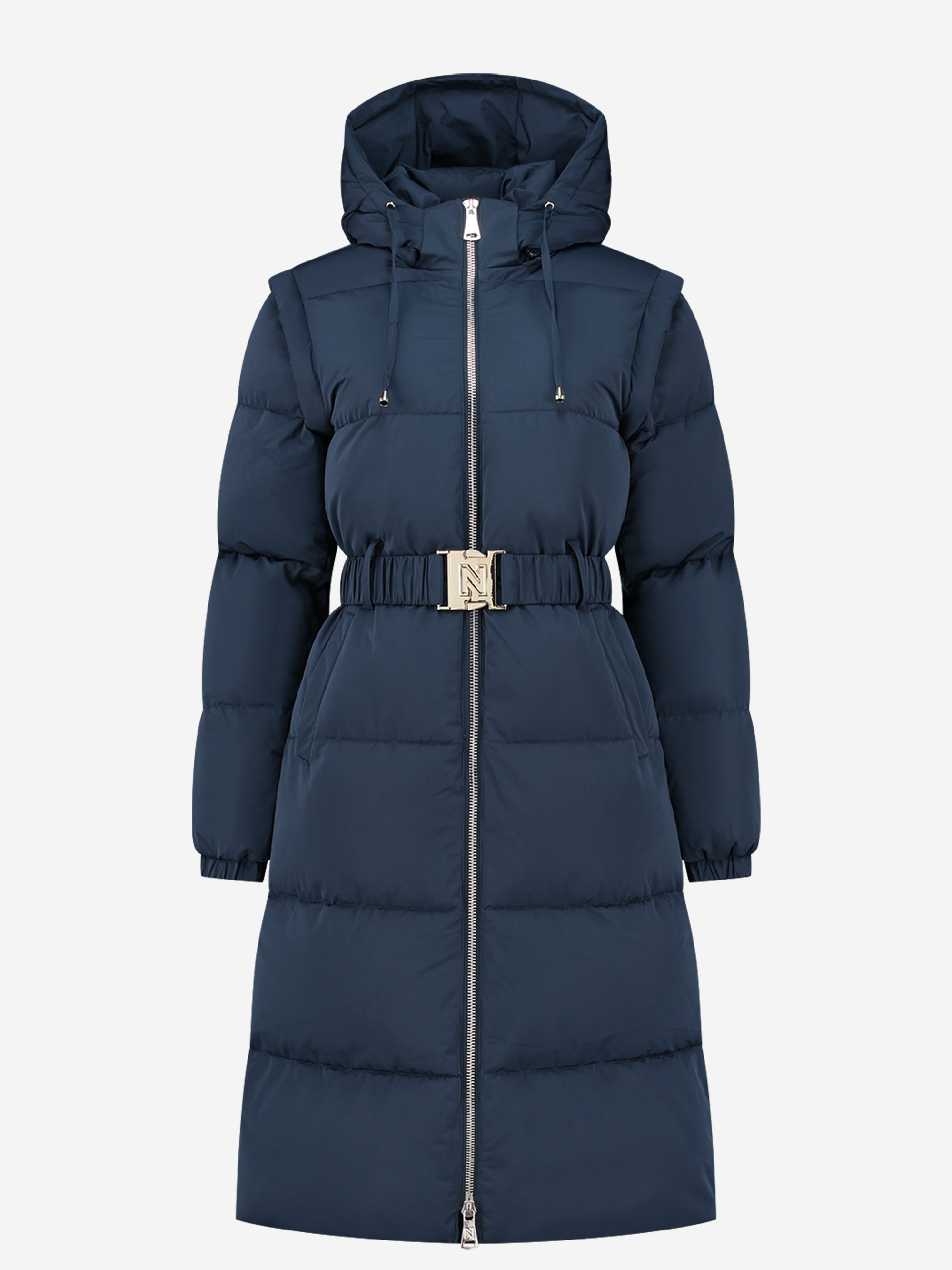 Long Puffer coat with removable sleeves 