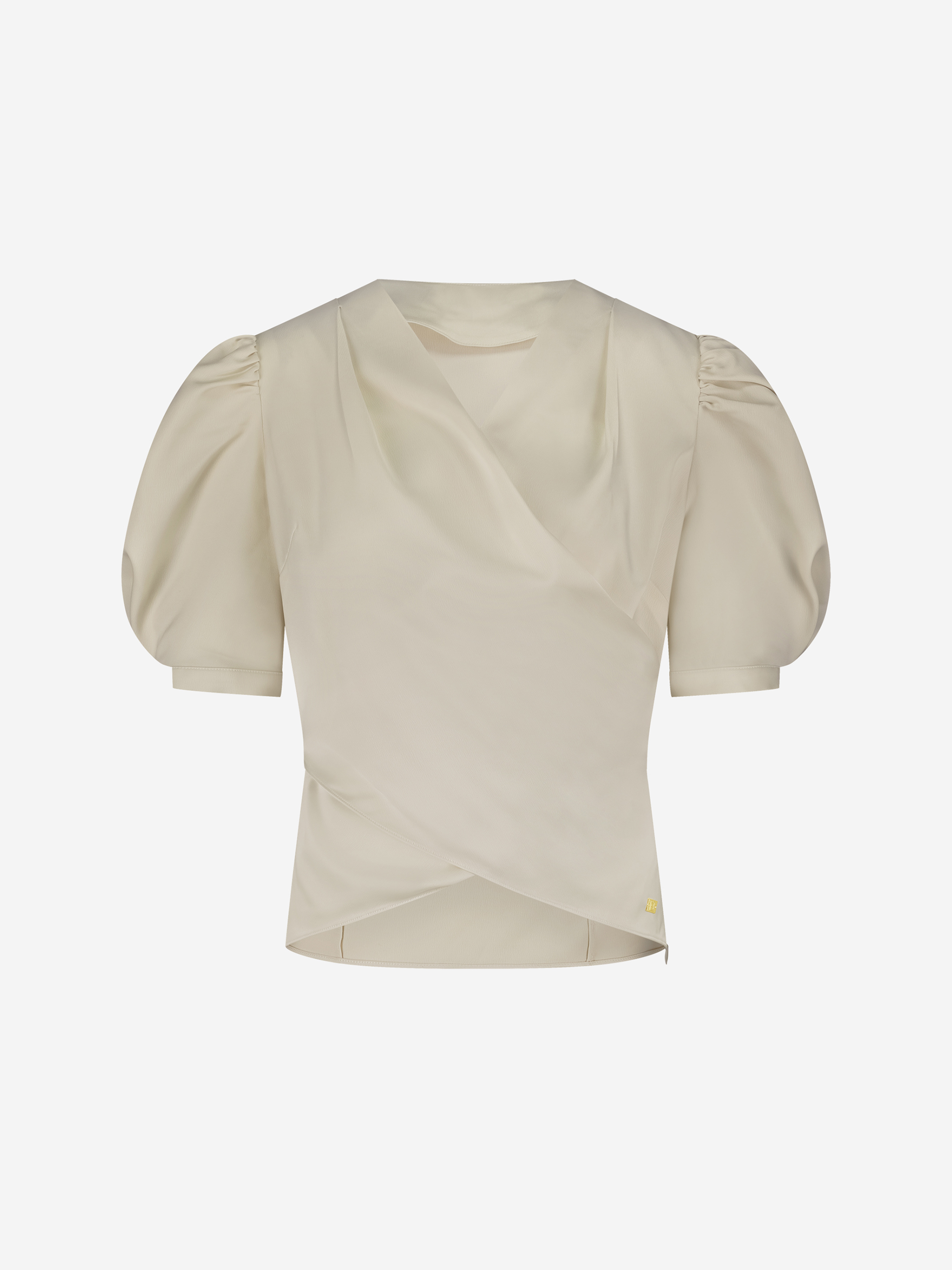 Satijnen blouse met watervalhals