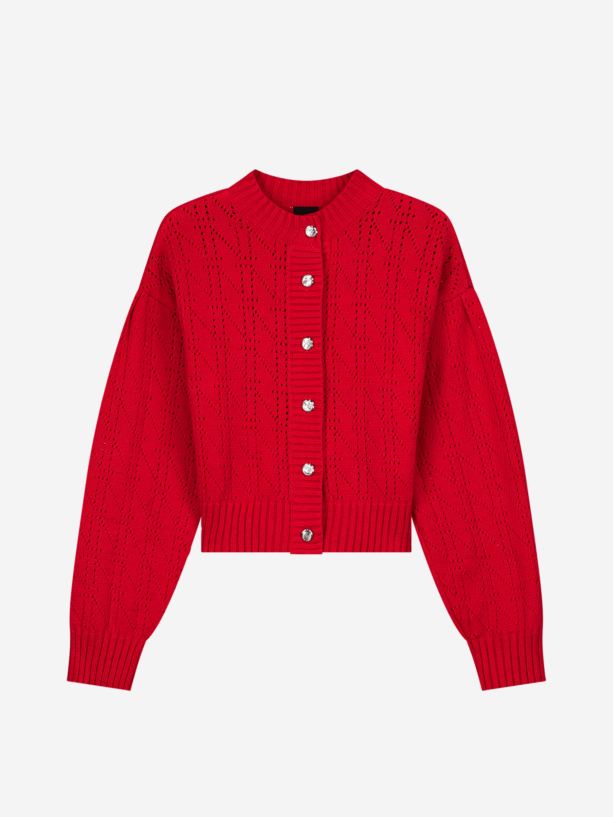 Ajour knit cardigan with logo pattern