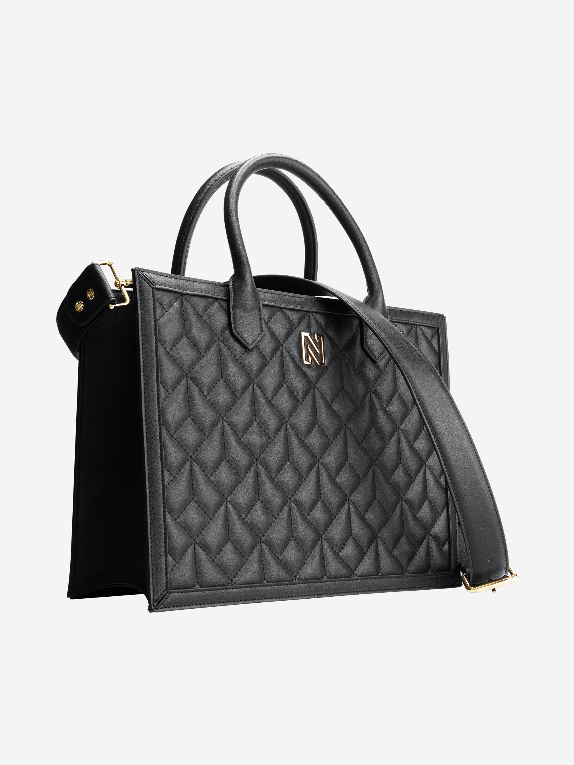 Gewatteerde shopper met N-logo