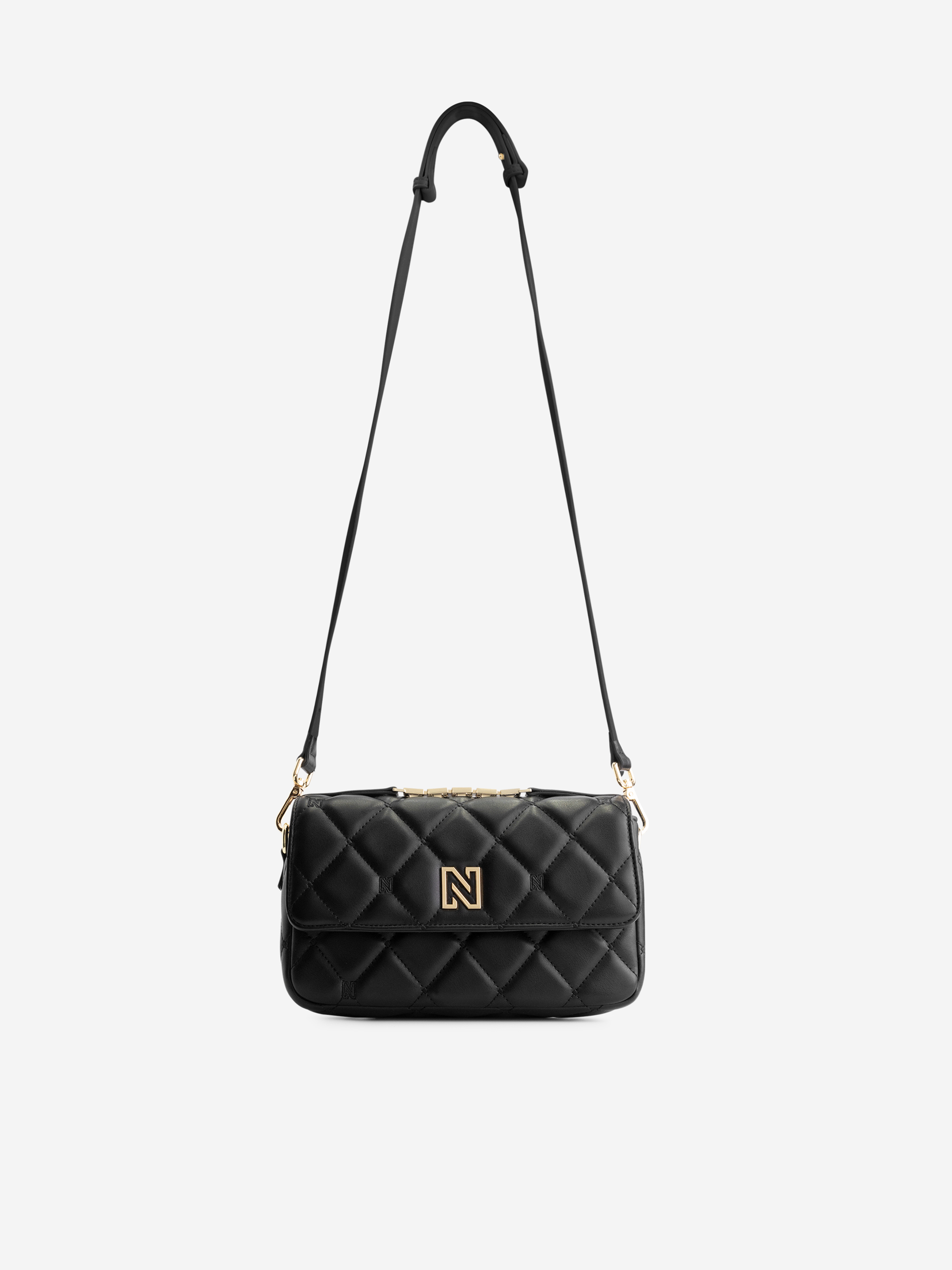 Quilted clutch with handle and N logo