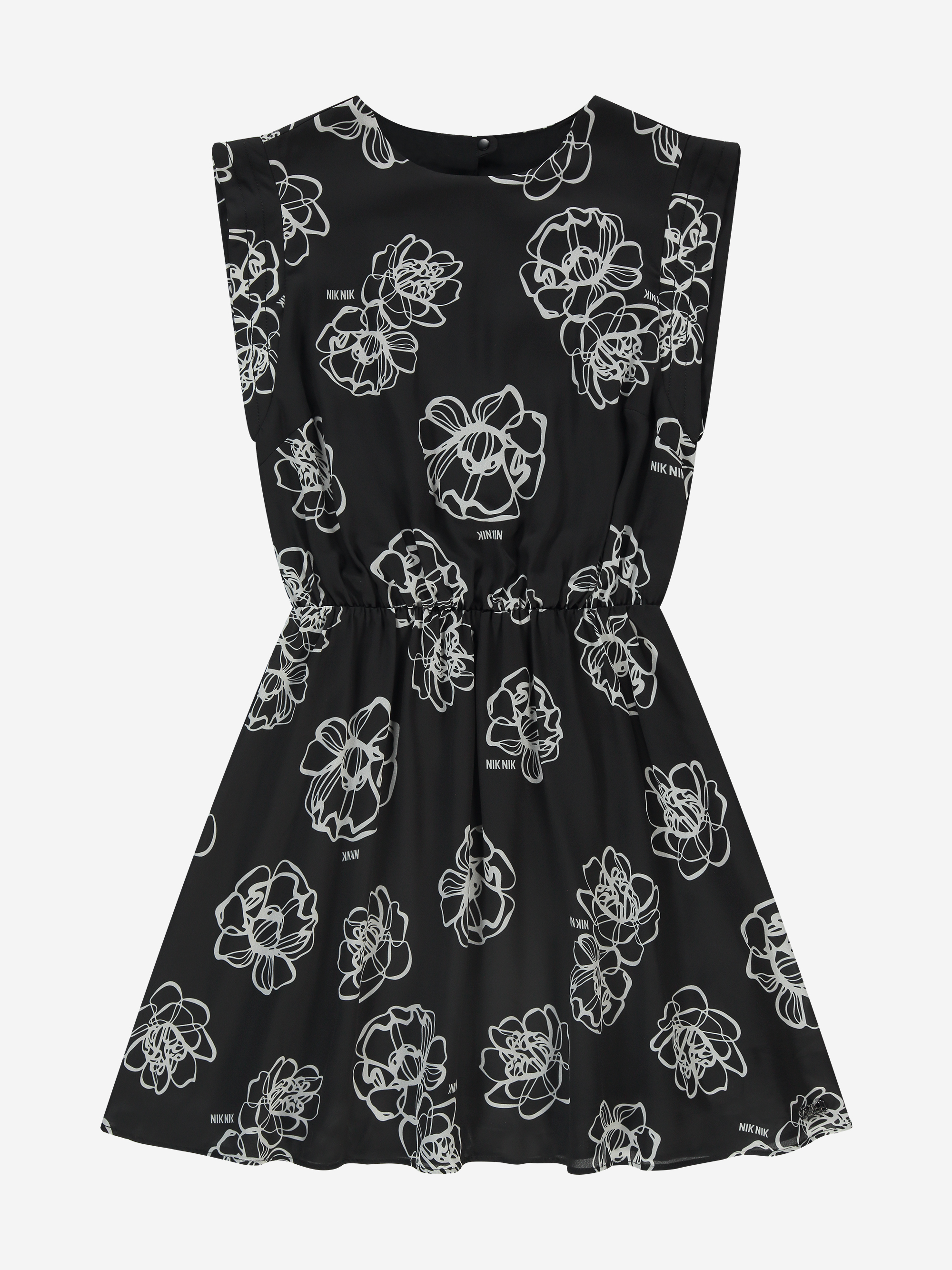 Short dress with floral print and logo details