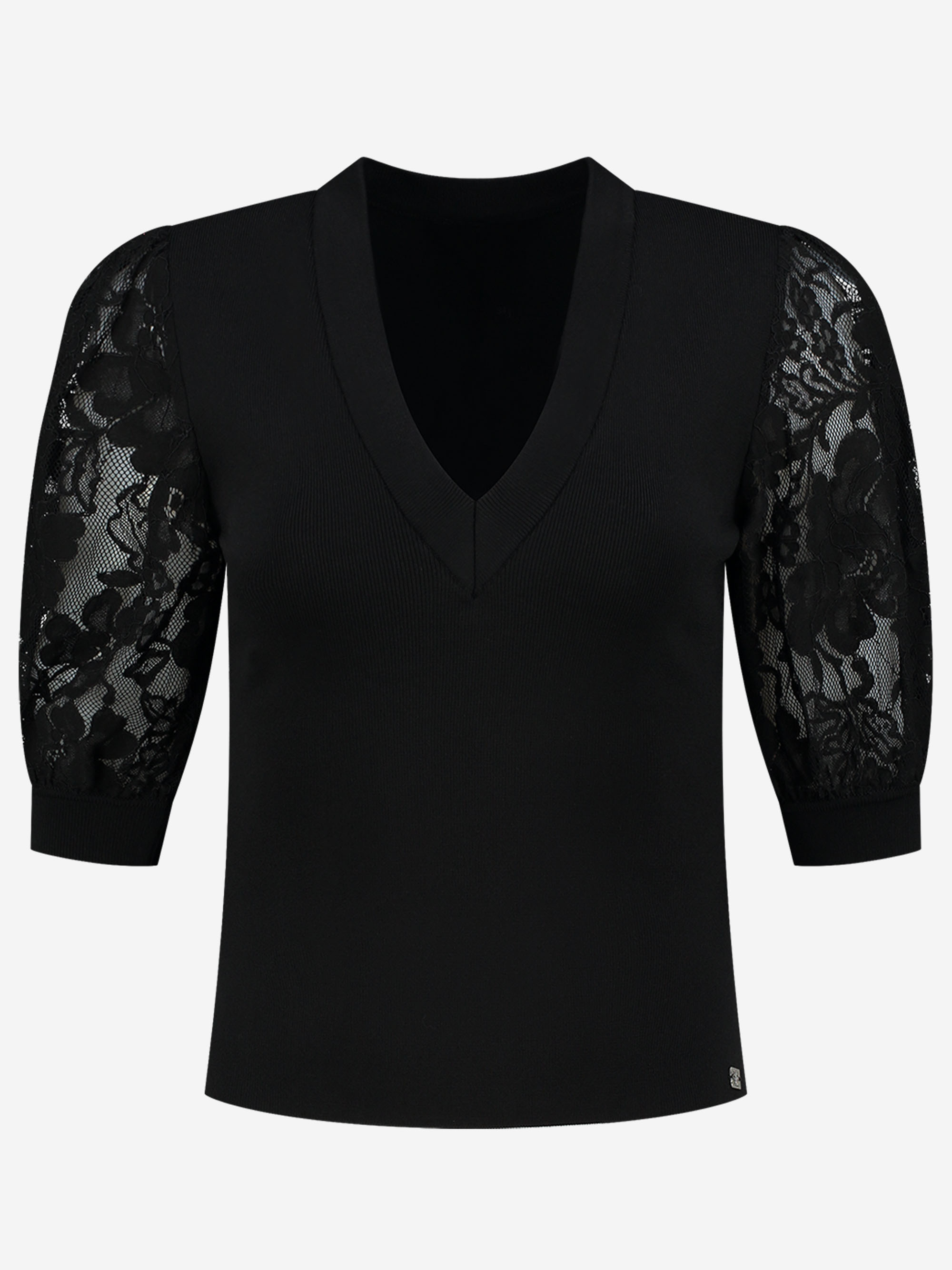  V-neckline top with lace sleeves